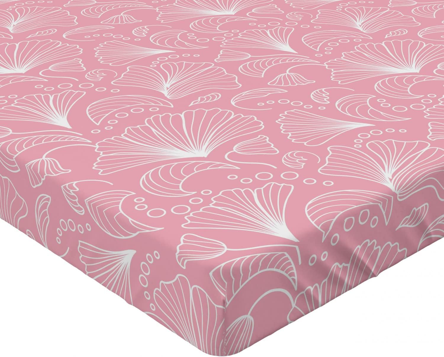 Ambesonne Pale Pink Fitted Sheet - Floral Pattern California King