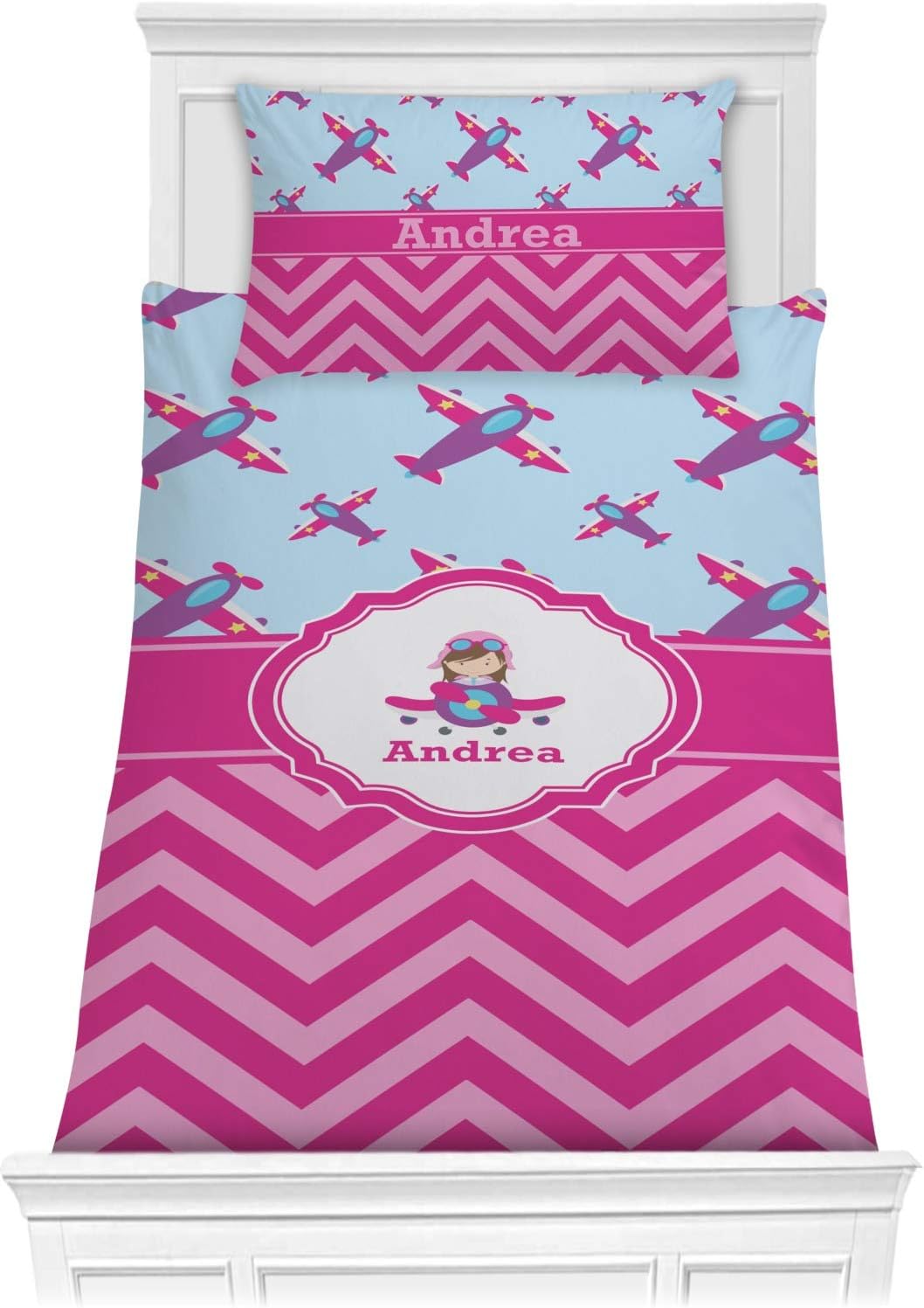RNK Shops Personalized Airplane Theme Comforter Set Twin XL