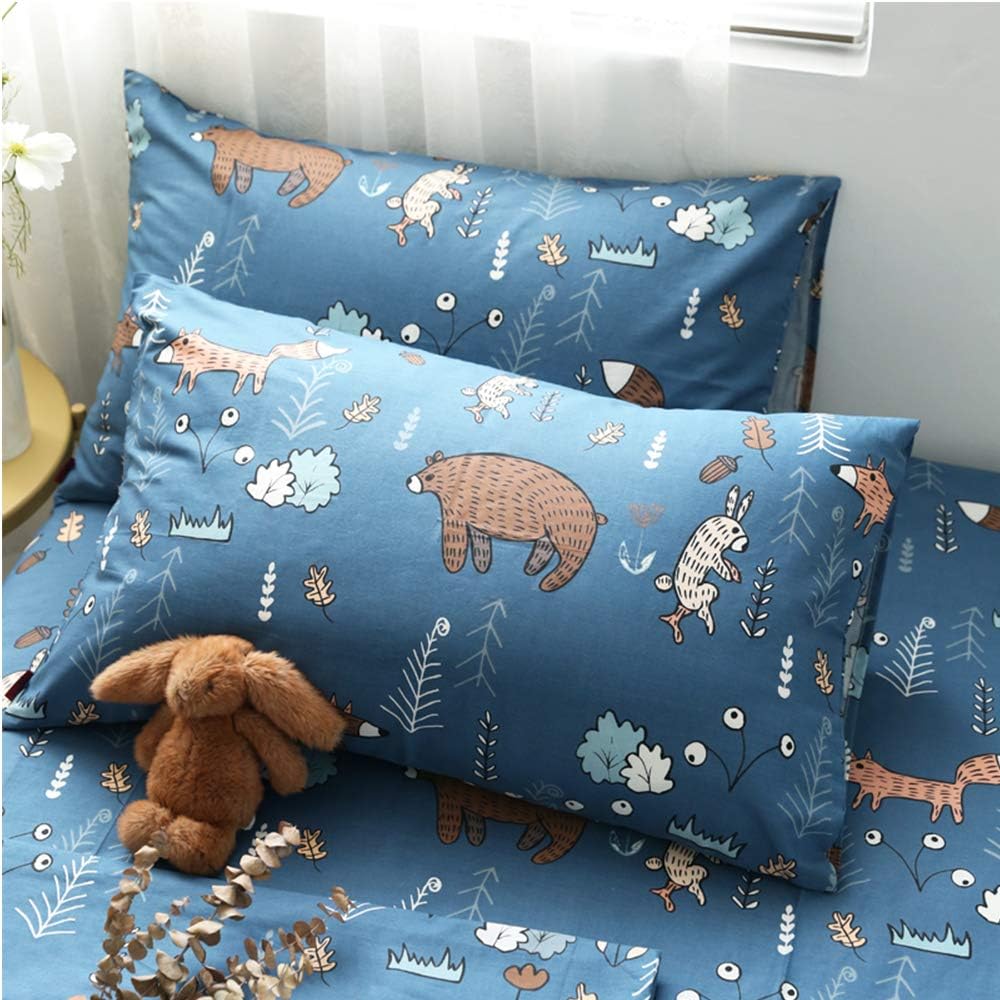 CLOTHKNOW Kids Bear Duvet Cover Set 3Pcs Navy Blue