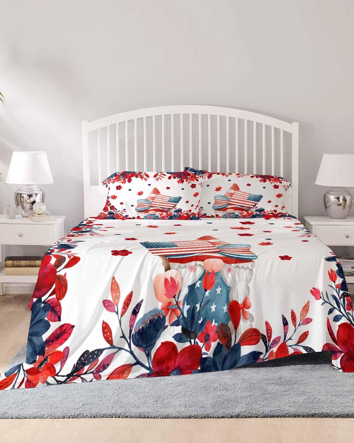 Boanket 4th of July Gnomes Cal King Sheet Set 4 Piece