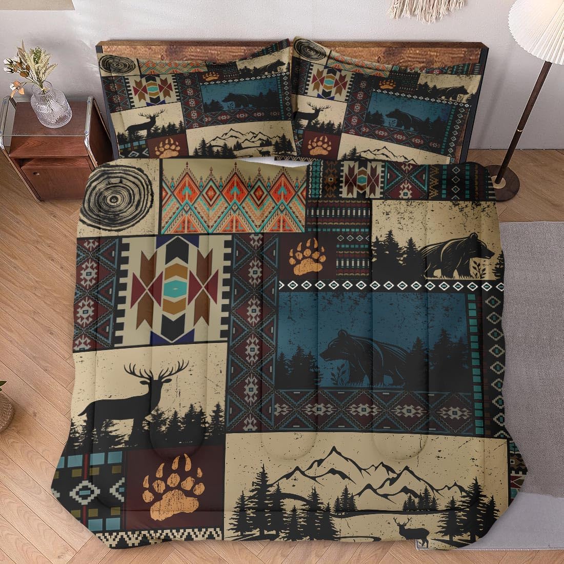 WeCozy Twin Comforter Set with Pillowcase Black White Abstract Animal Print