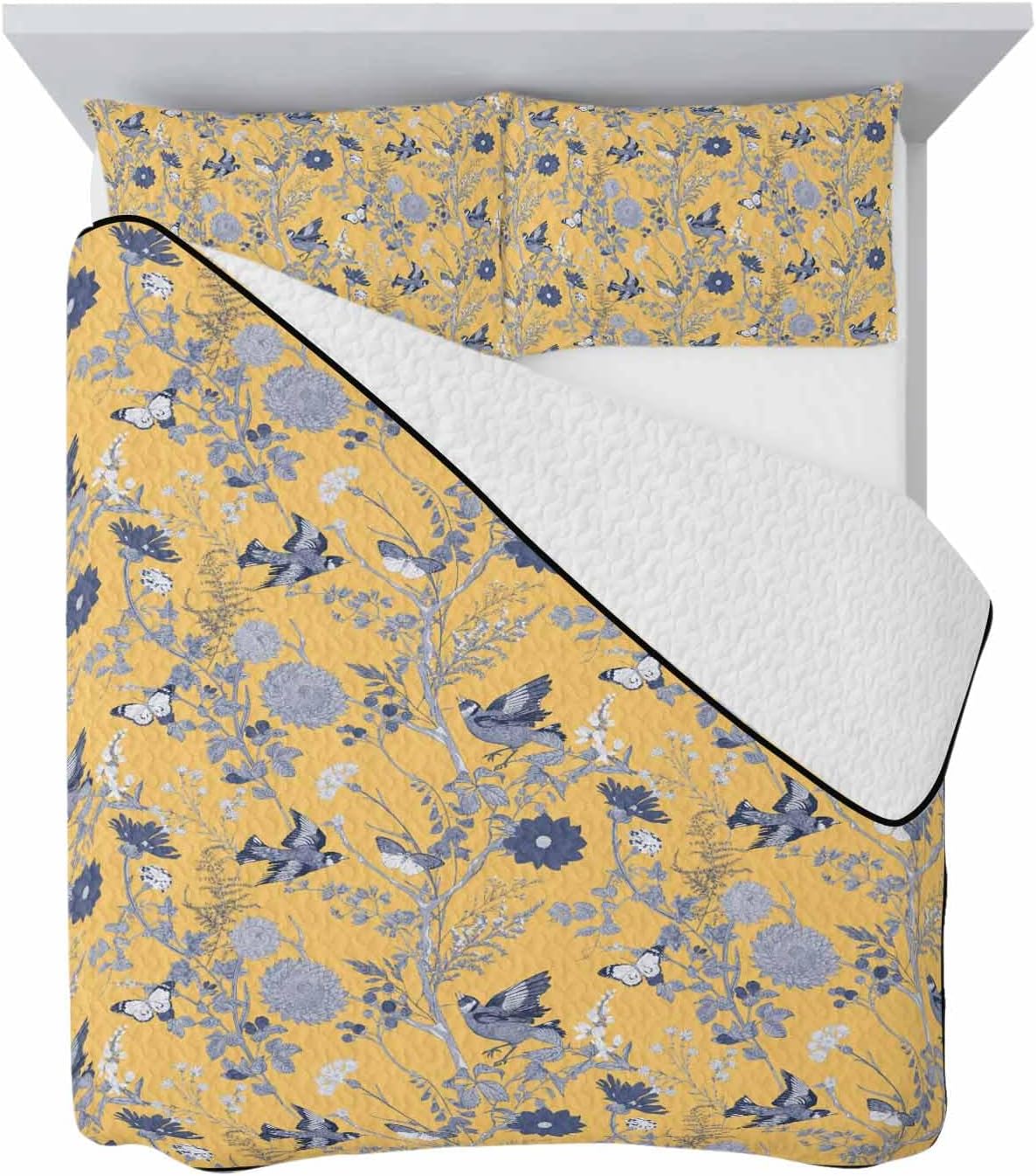 Yellow Floral Farmhouse Quilt Set Twin XL