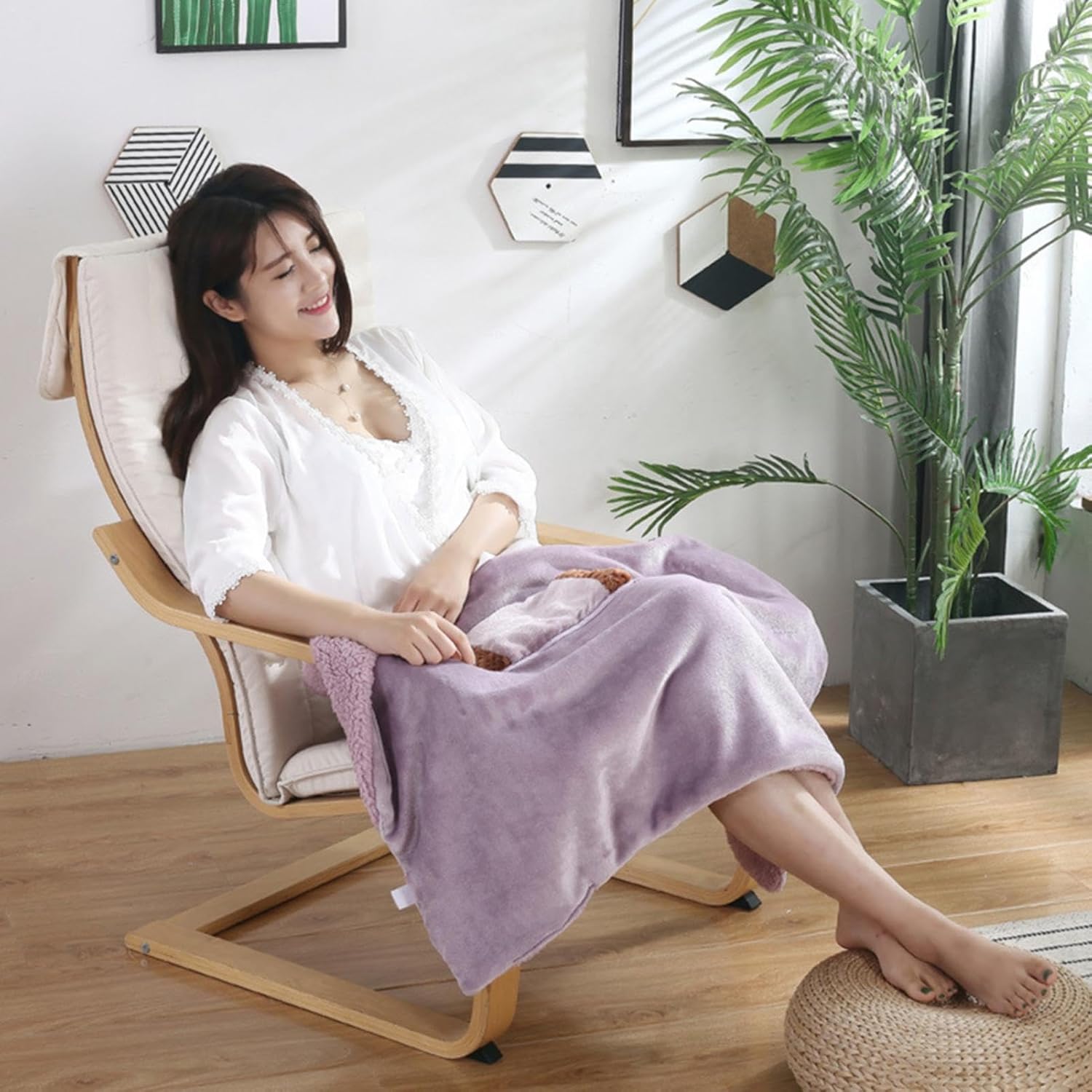 USB Rechargeable Electric Throw Blanket with Temperature Control