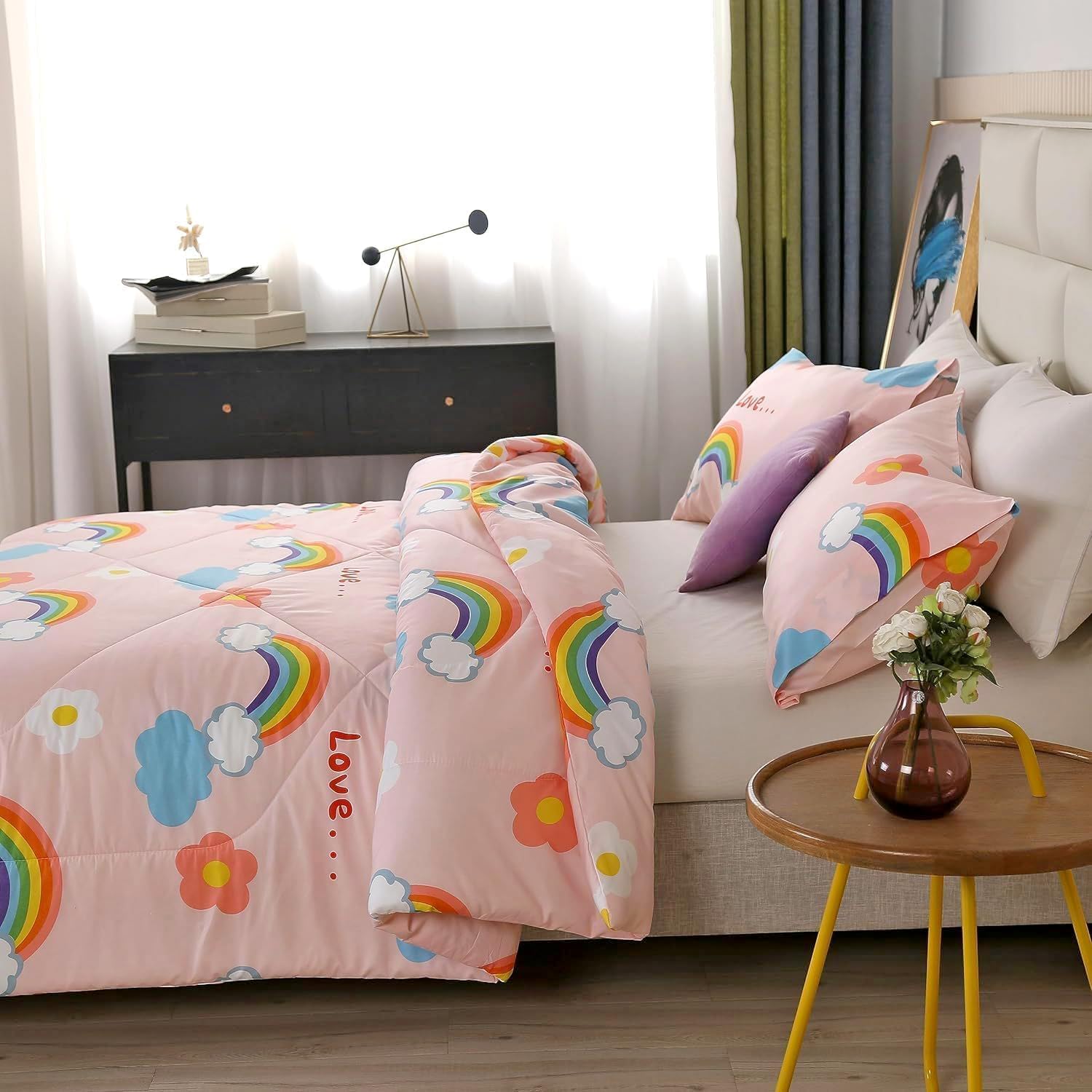 SDY 3PCS Rainbow Queen Comforter Set