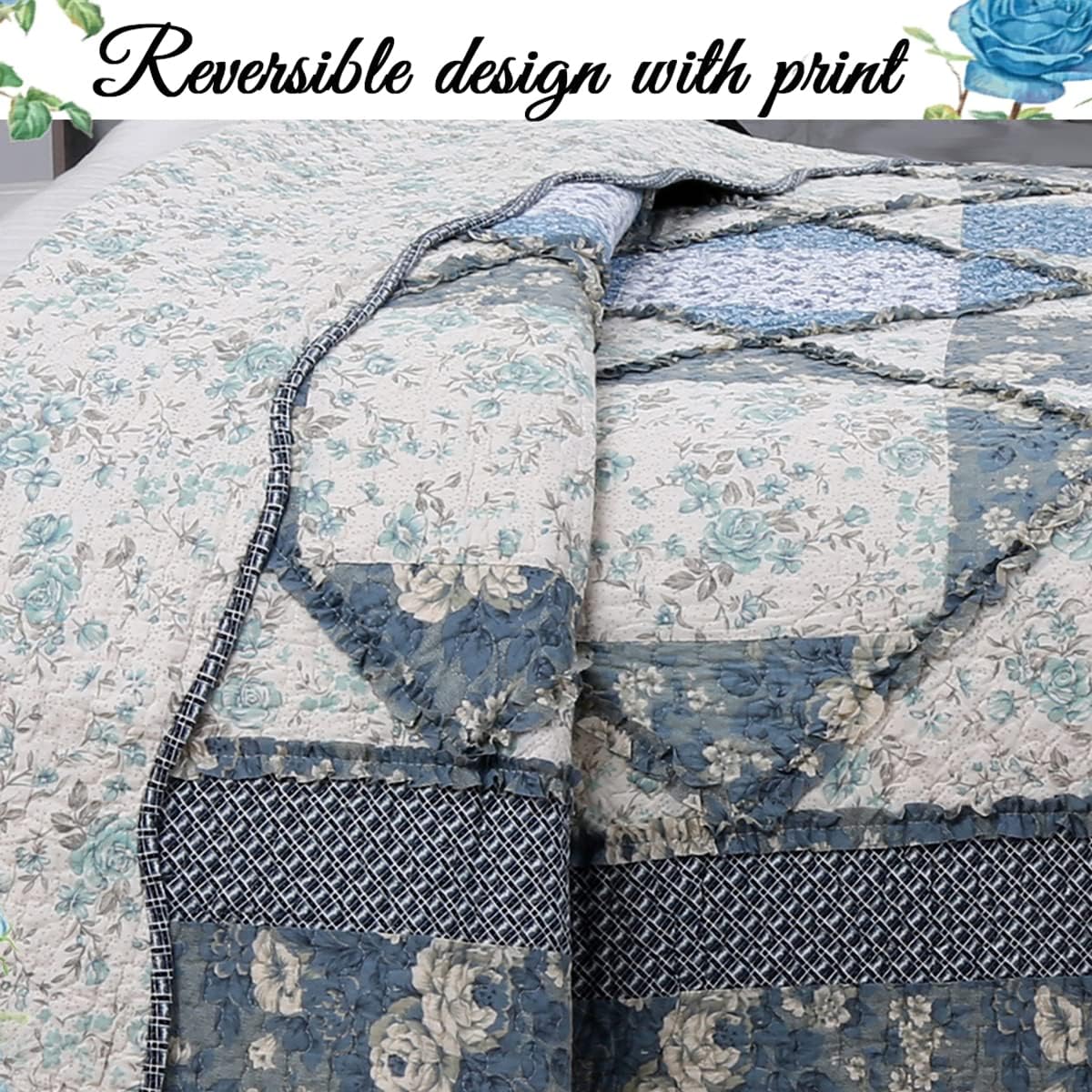 Cozy Line Home Fashions Reversible Cotton Quilt Bedding Set