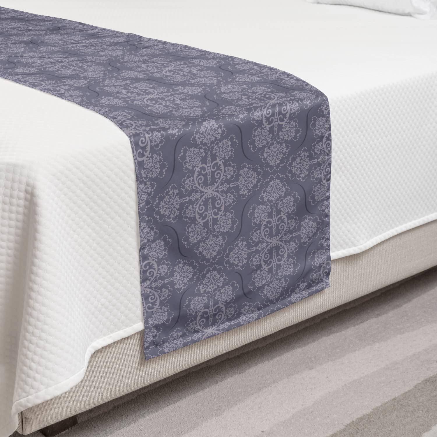 Lunarable Vintage Bed Runner Set Grey Purple