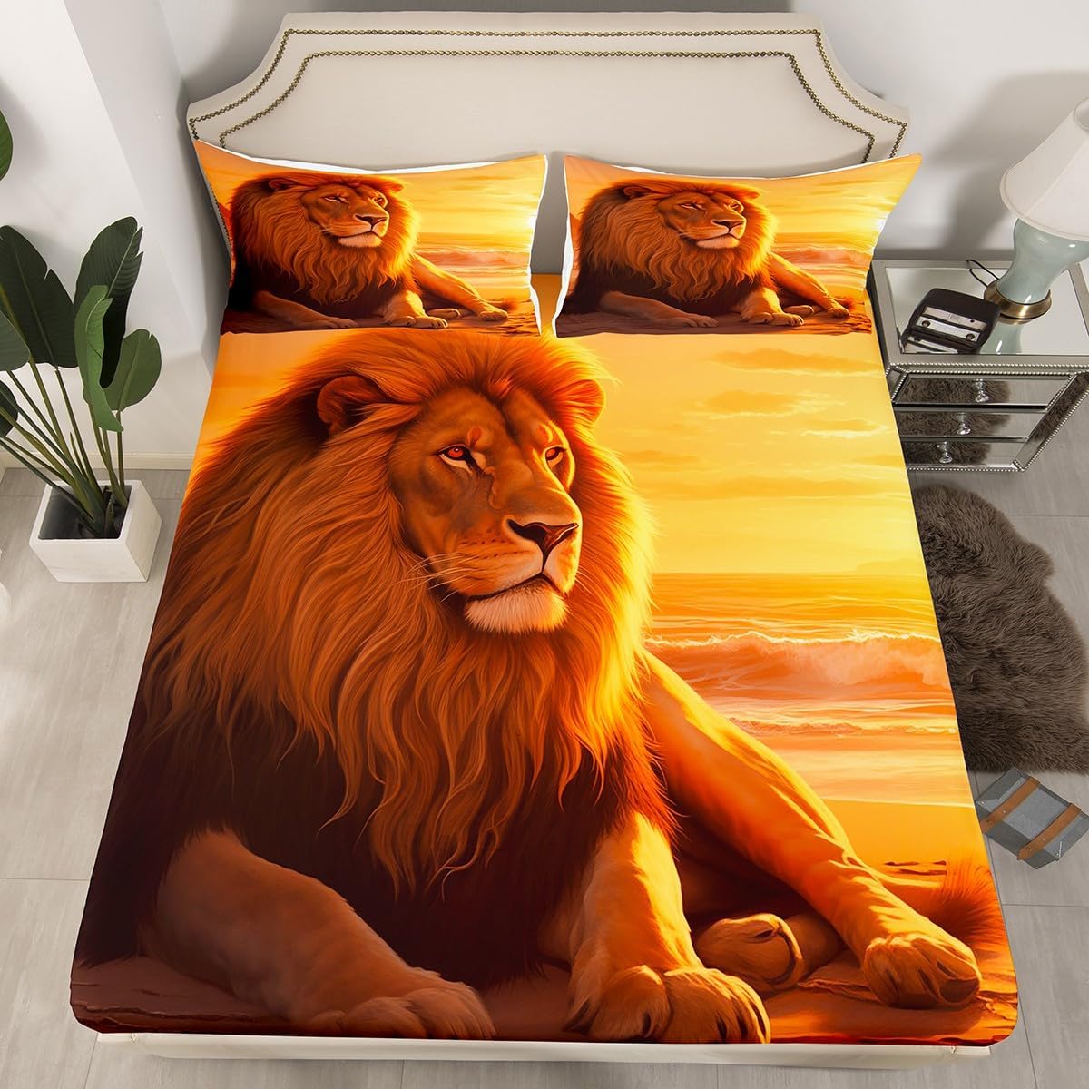 Feelyou 3D Lion Bedding Set for Kids Boy Girl
