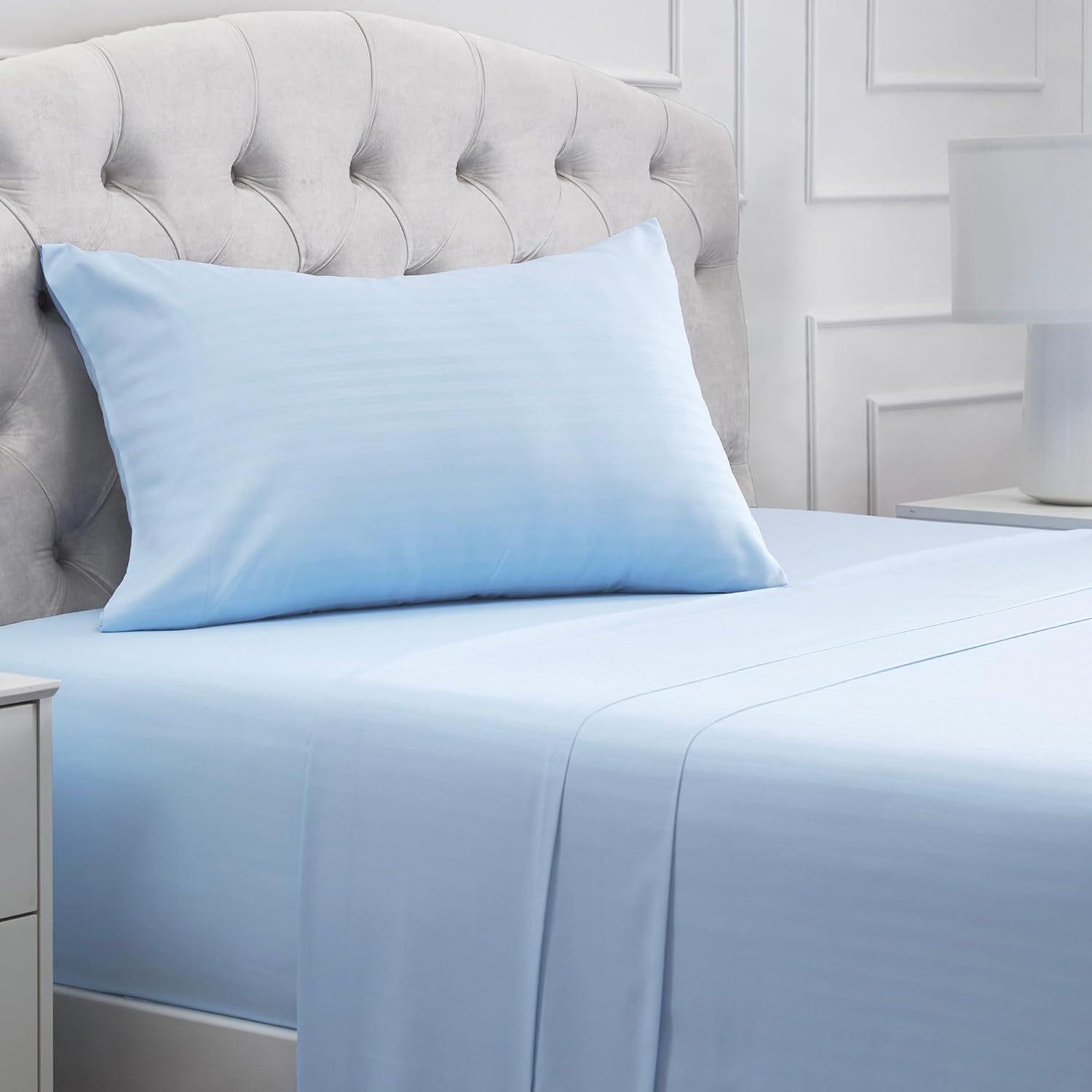 Mellanni Twin XL Sheets Set - 3 PC Light Blue Striped