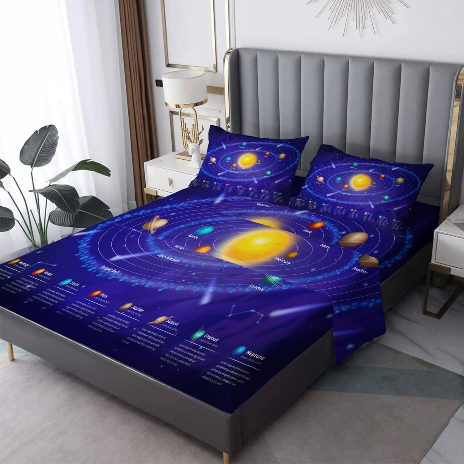 Cal King Sheets Solar System - Kids Bed Sheet Set