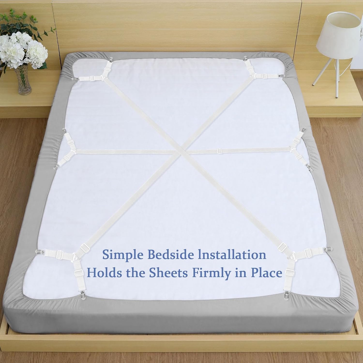Tuyeabc Bed Sheet Straps 3 PCS Adjustable Crisscross Clips