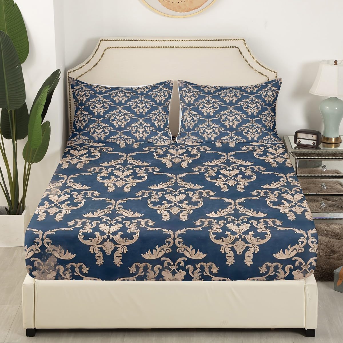 Feelyou Twin Damask Sheet Set for Kids Boys Girls