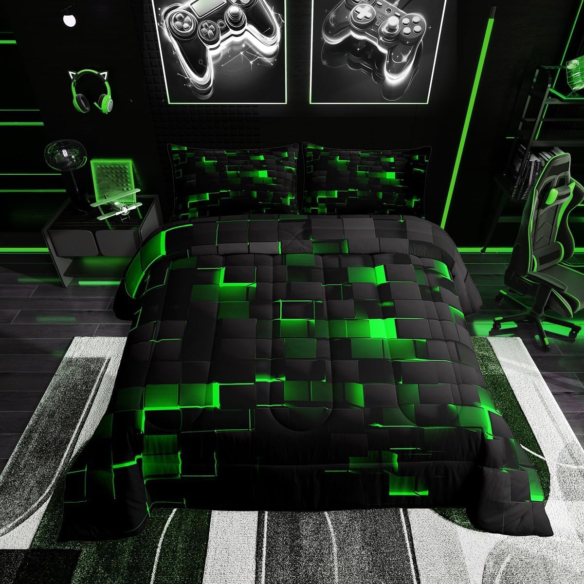 Erosebridal Queen Comforter Set Neon Geometric