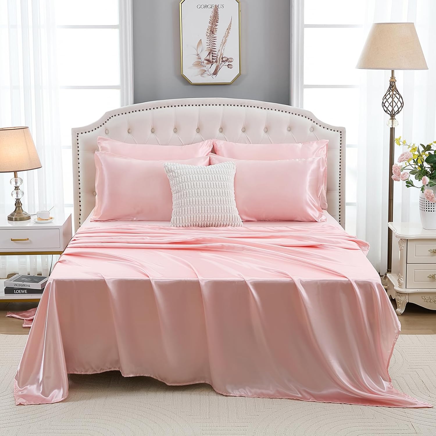 Bedorm 9 Pc Full Size Satin Comforter Set