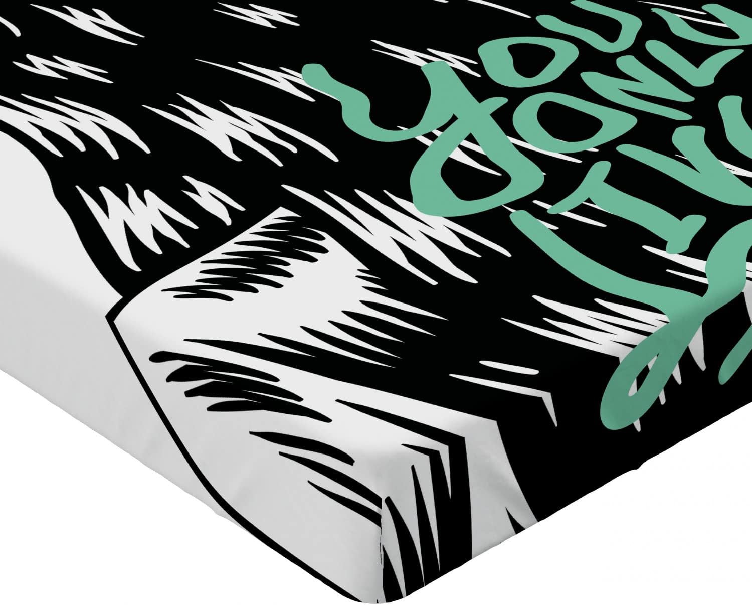 Ambesonne YOLO Fitted Sheet Sea Green White