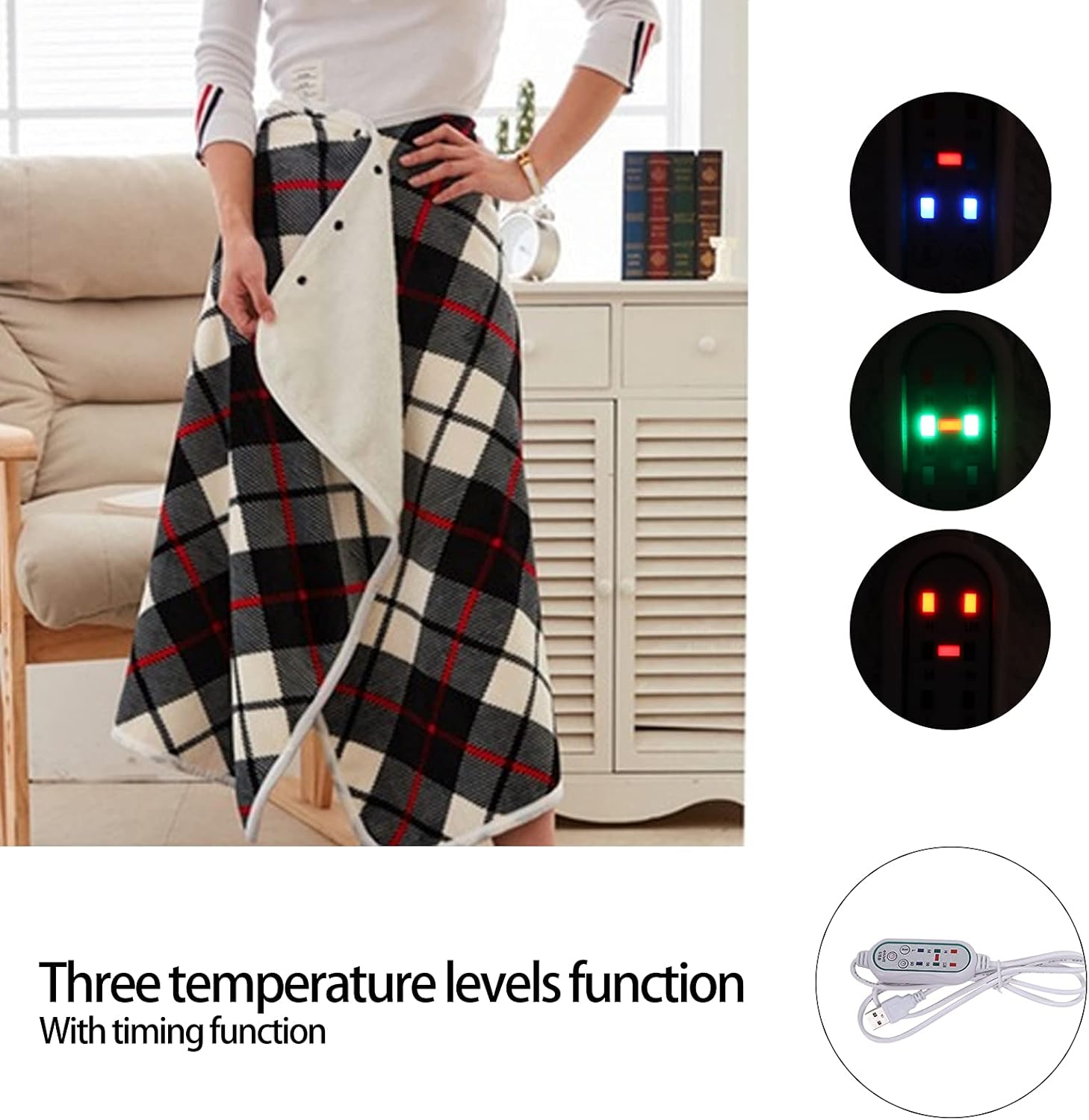 ZJchao Heated Throw Blanket with 3 Heat Levels