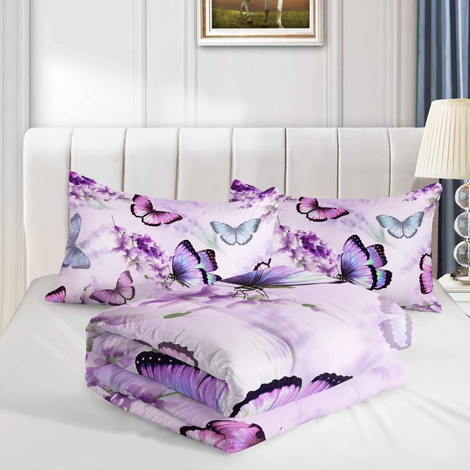 Lavender Butterfly Comforter Set for Kids and Adults 1