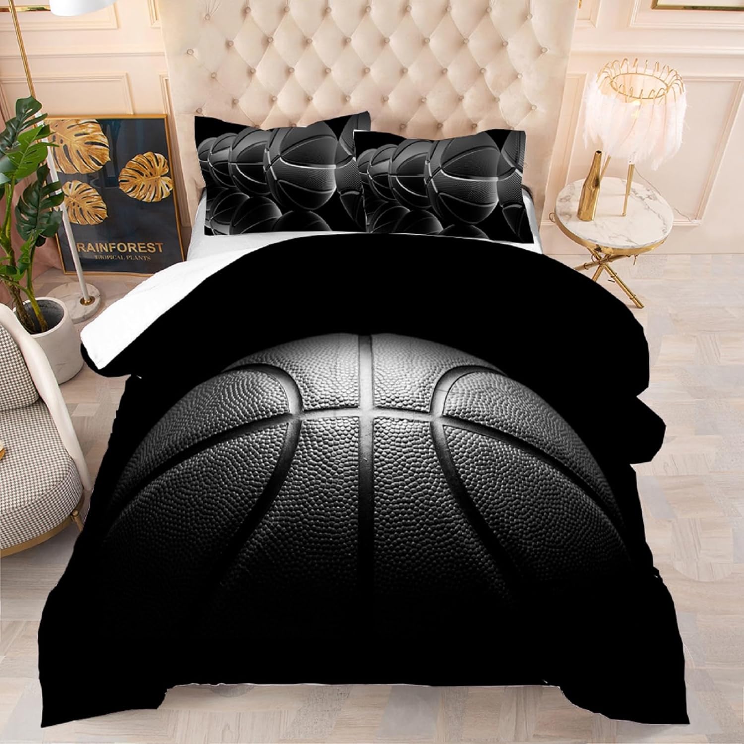 Kxry Black Basketball Comforter Set Twin Size