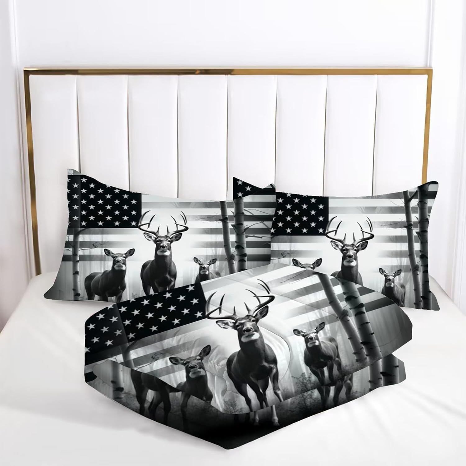 Kxry USA Flag Comforter Set Twin Size Quilt