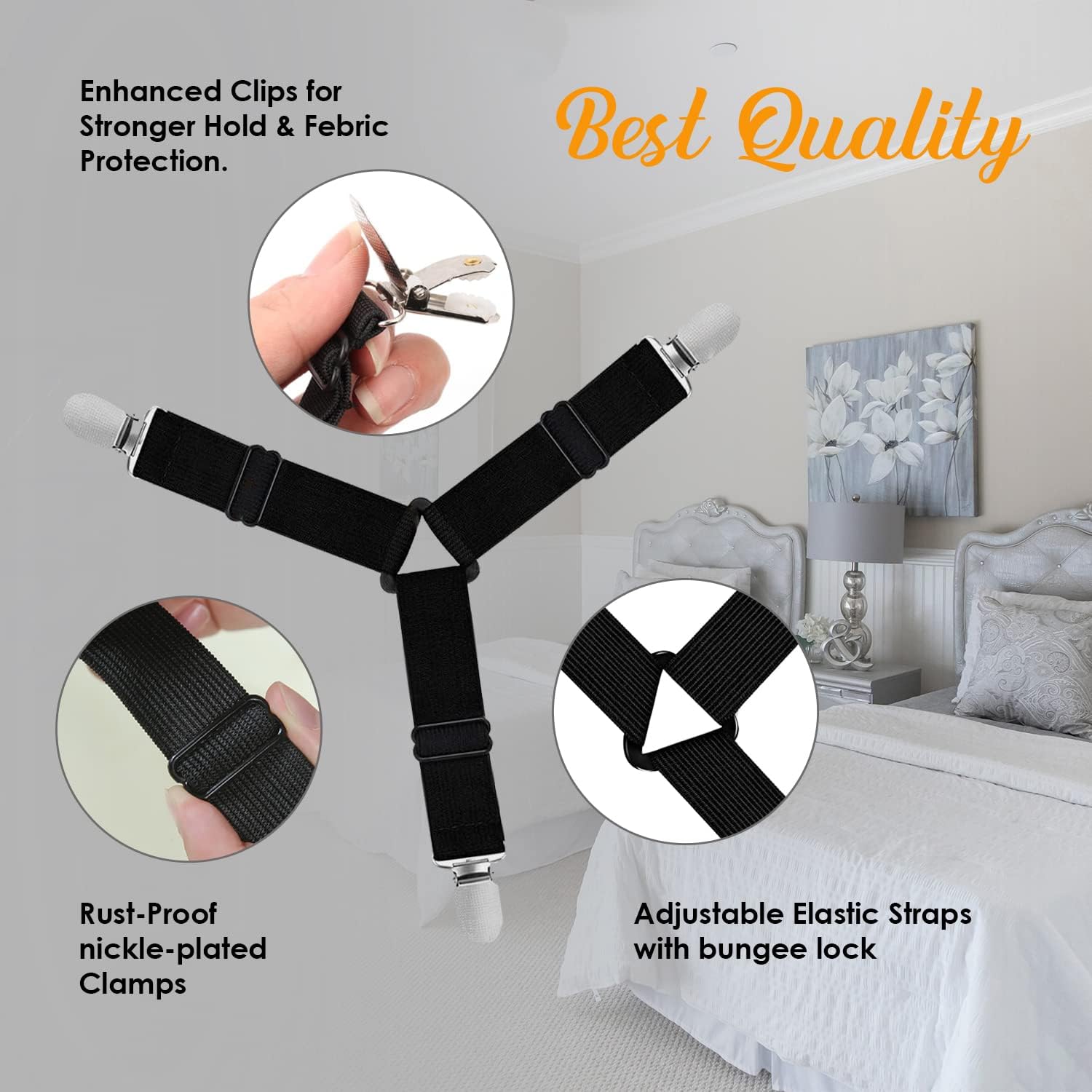 DORARA 8 Pack Bed Sheet Holder Straps