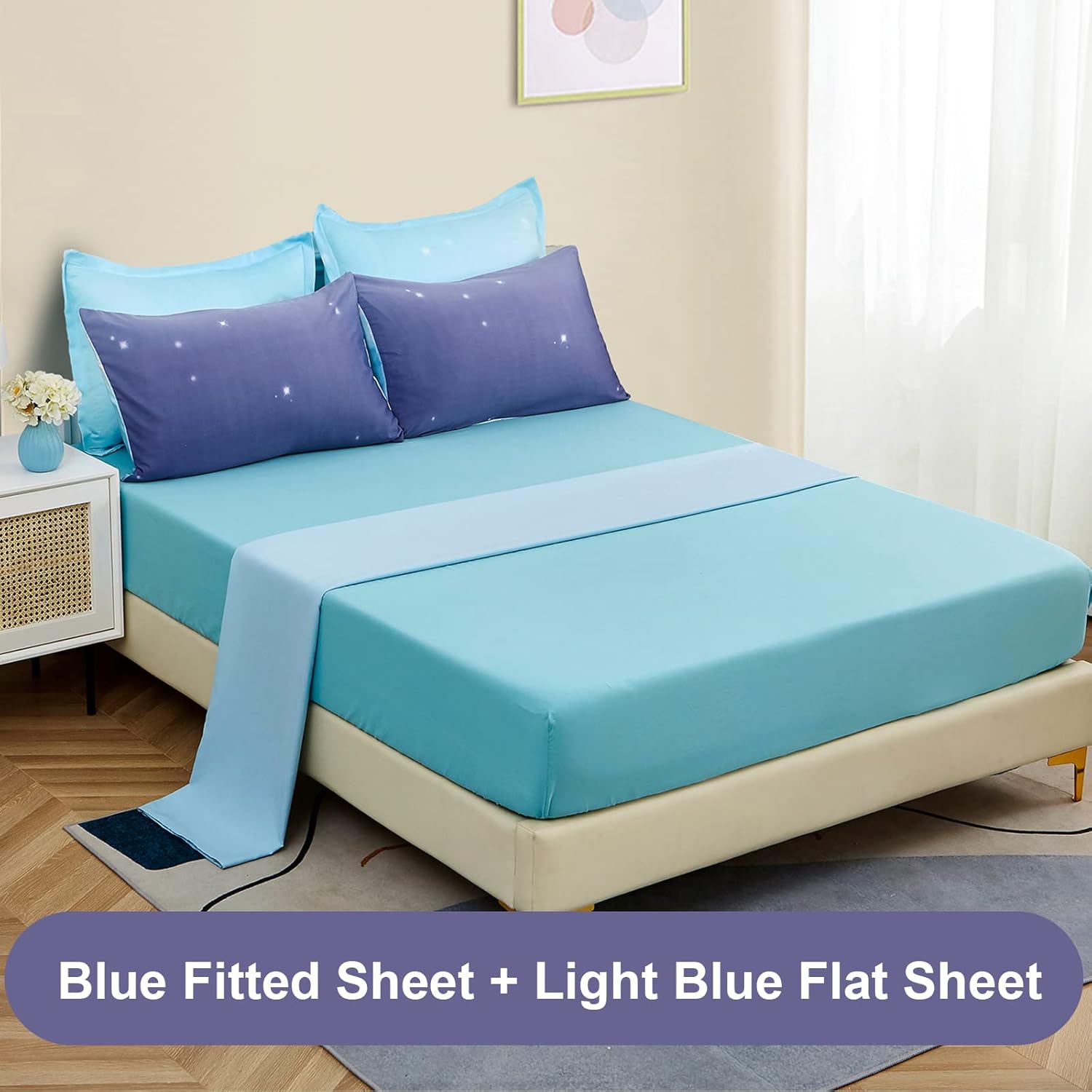 Dinjoy Rainbow Ombre Comforter Set Twin Size 6 Pieces