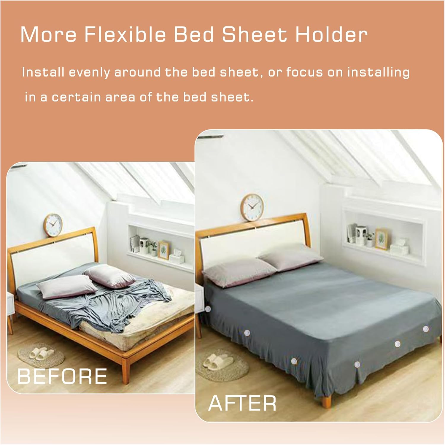 6pcs Bed Sheet Holder with 2 in 1 Sheet Locks