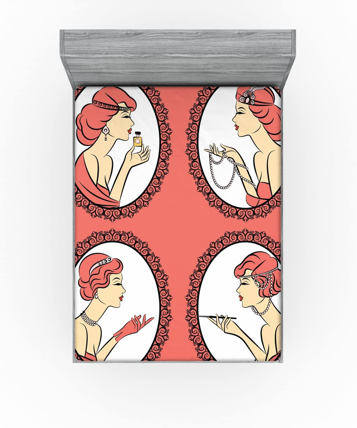 Ambesonne Vintage Woman Fitted Sheet Set