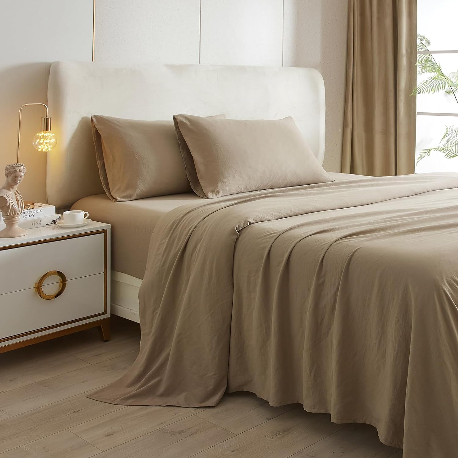 HighBuy Khaki Twin XL 3 Piece Sheet Set