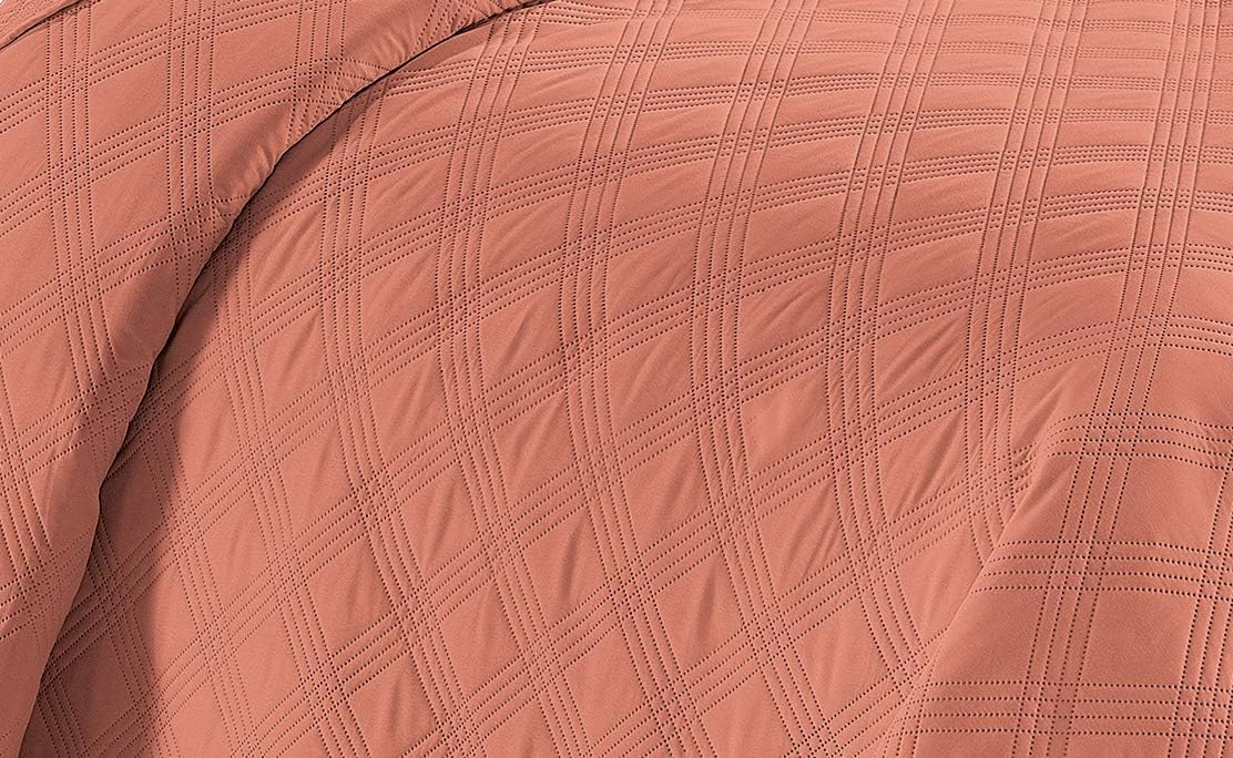 Fancy Linen 3pc Embossed Coverlet Set - KingCalifornia King Coral