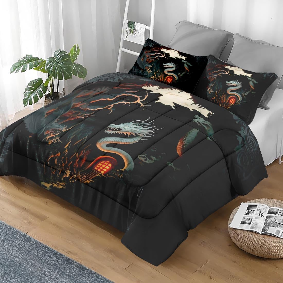 Pamnest Dragon Comforter Set Twin Size 2 Pcs