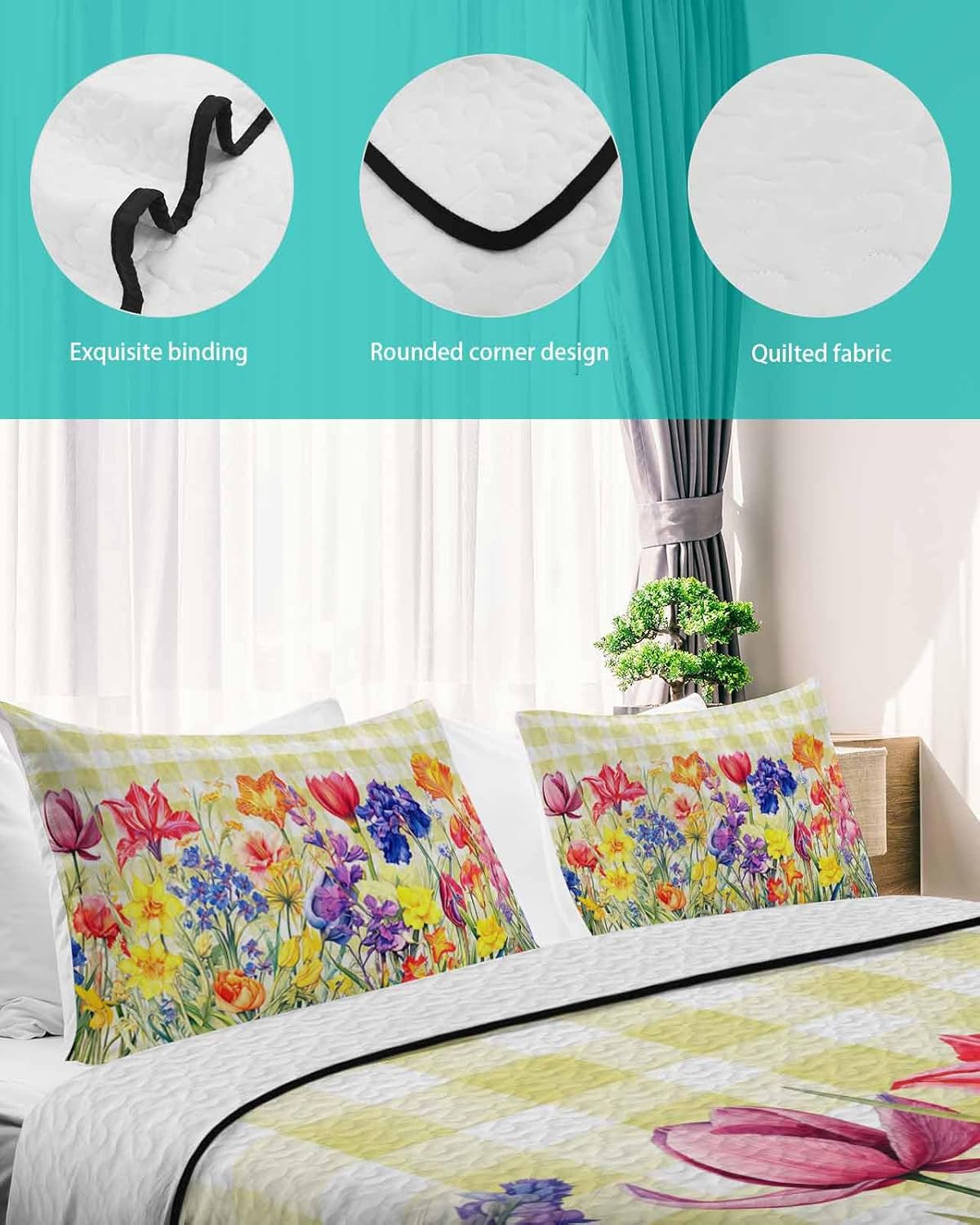 TocaHome Summer Quilt Twin XL Set 68x98 Inch