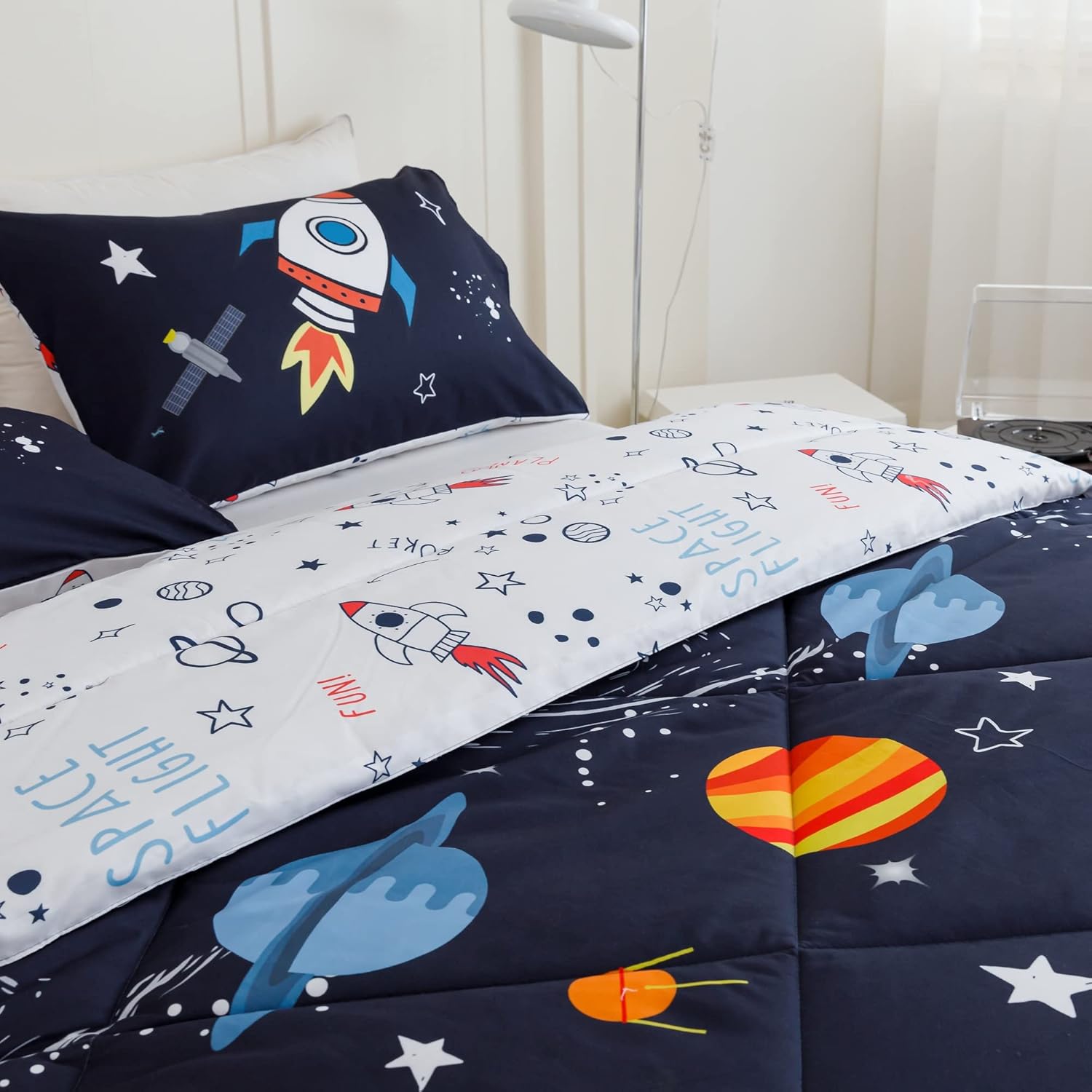 RYNGHIPY Space Rocket Comforter Set Twin Size