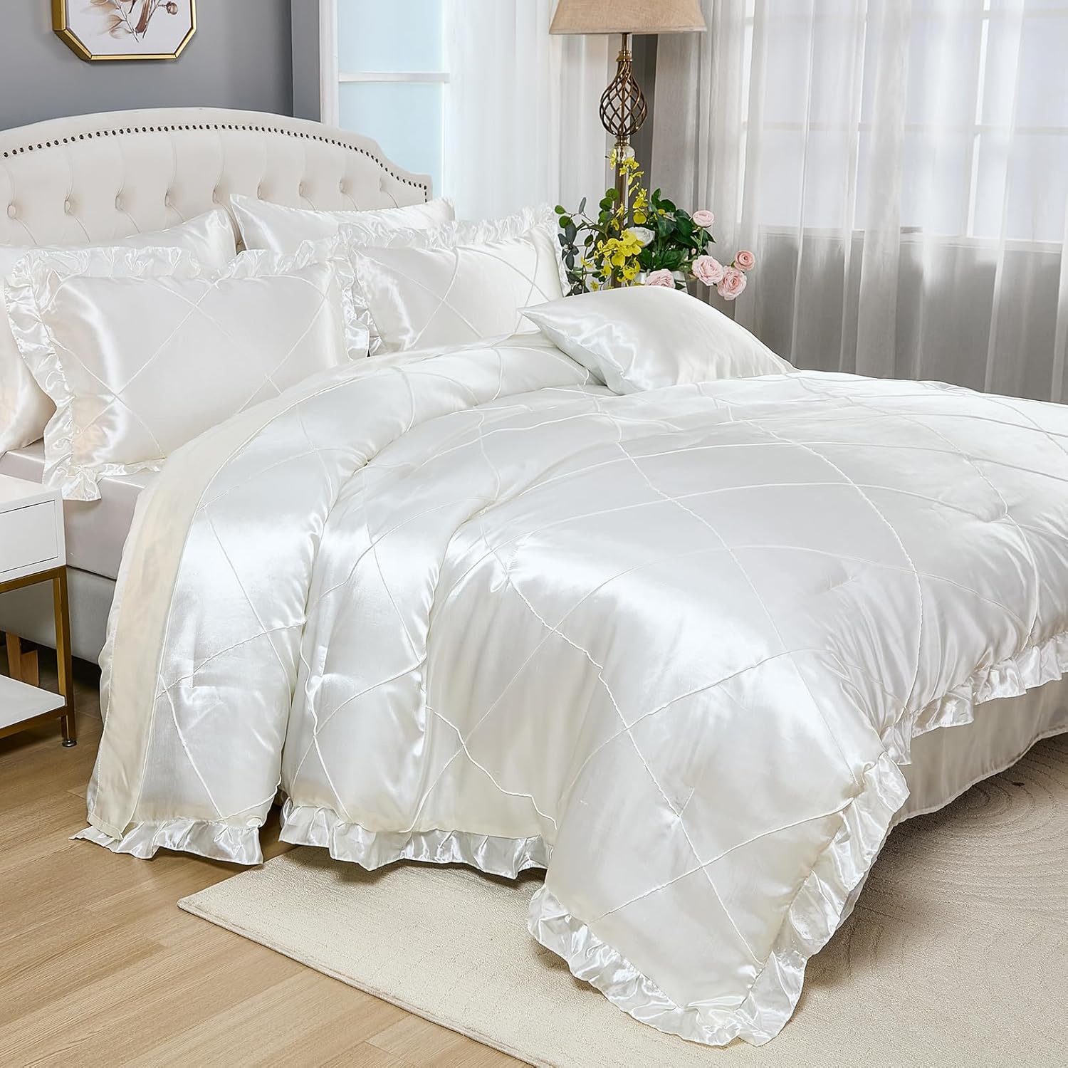 KING COMFORTER SET with SILK-LIKE SHEET SET