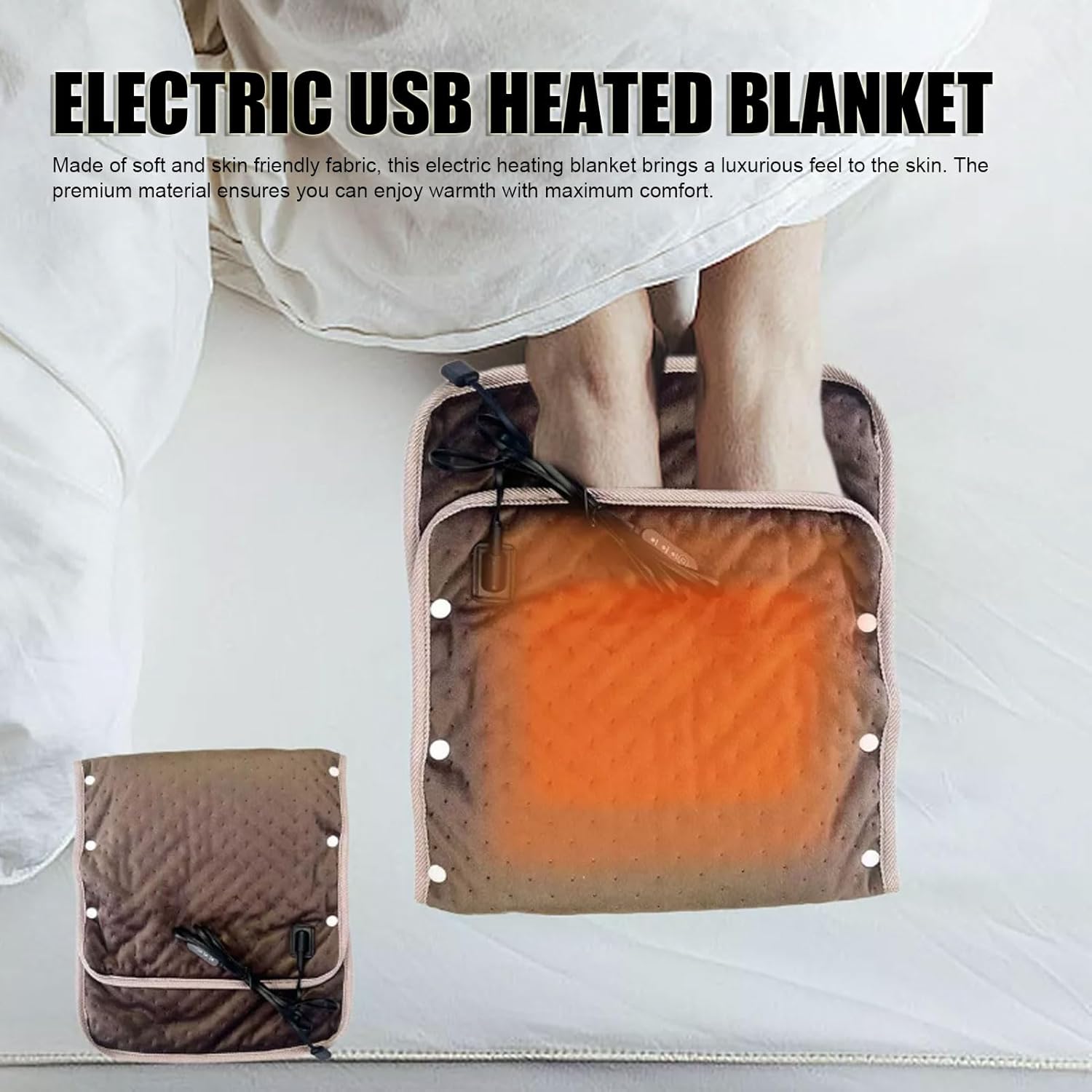 HURRISE USB Heated Blanket with 3 Temperature Settings