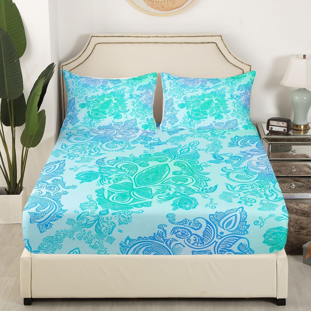 Erosebridal Bohemian Paisley Fitted Sheet Twin Size