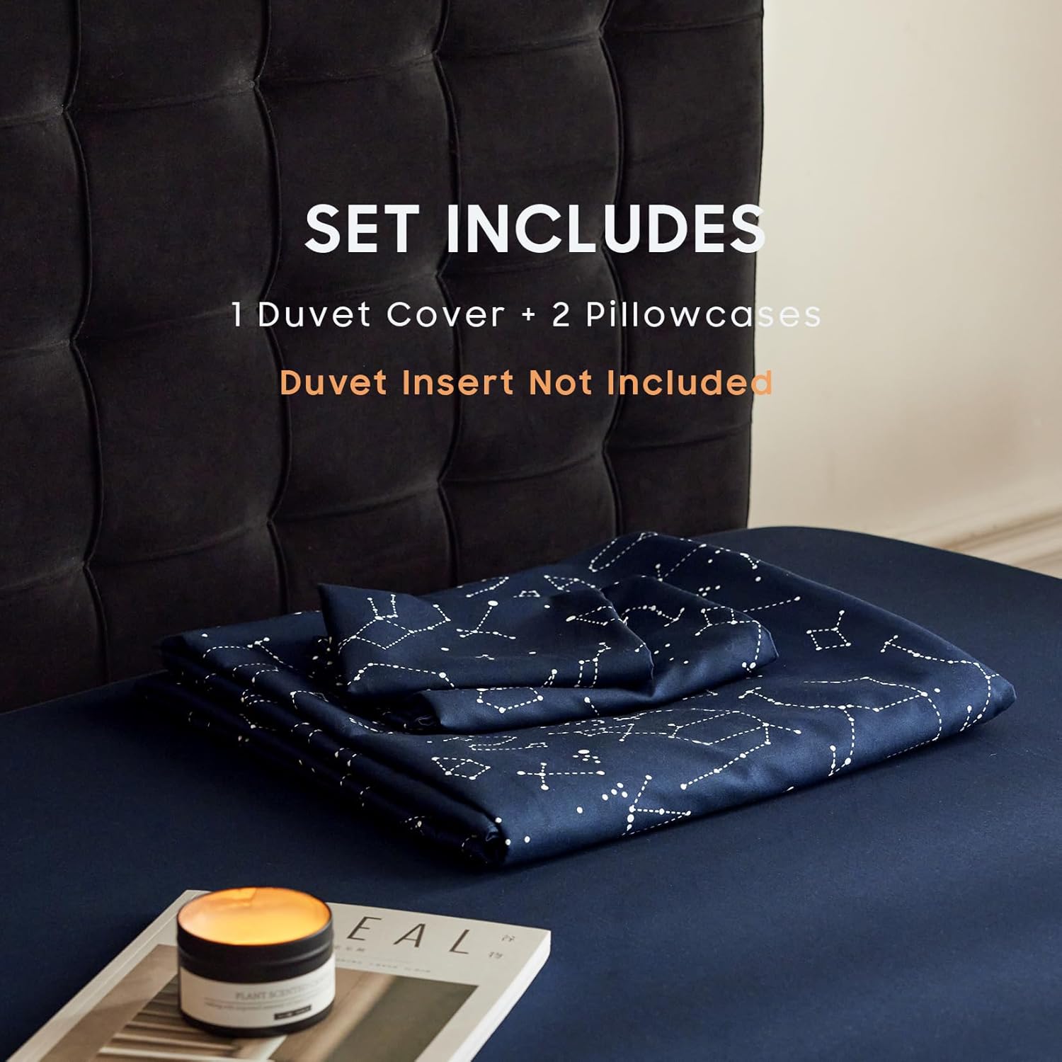 Wake In Cloud Constellation Duvet Cover Set King Size Navy Blue