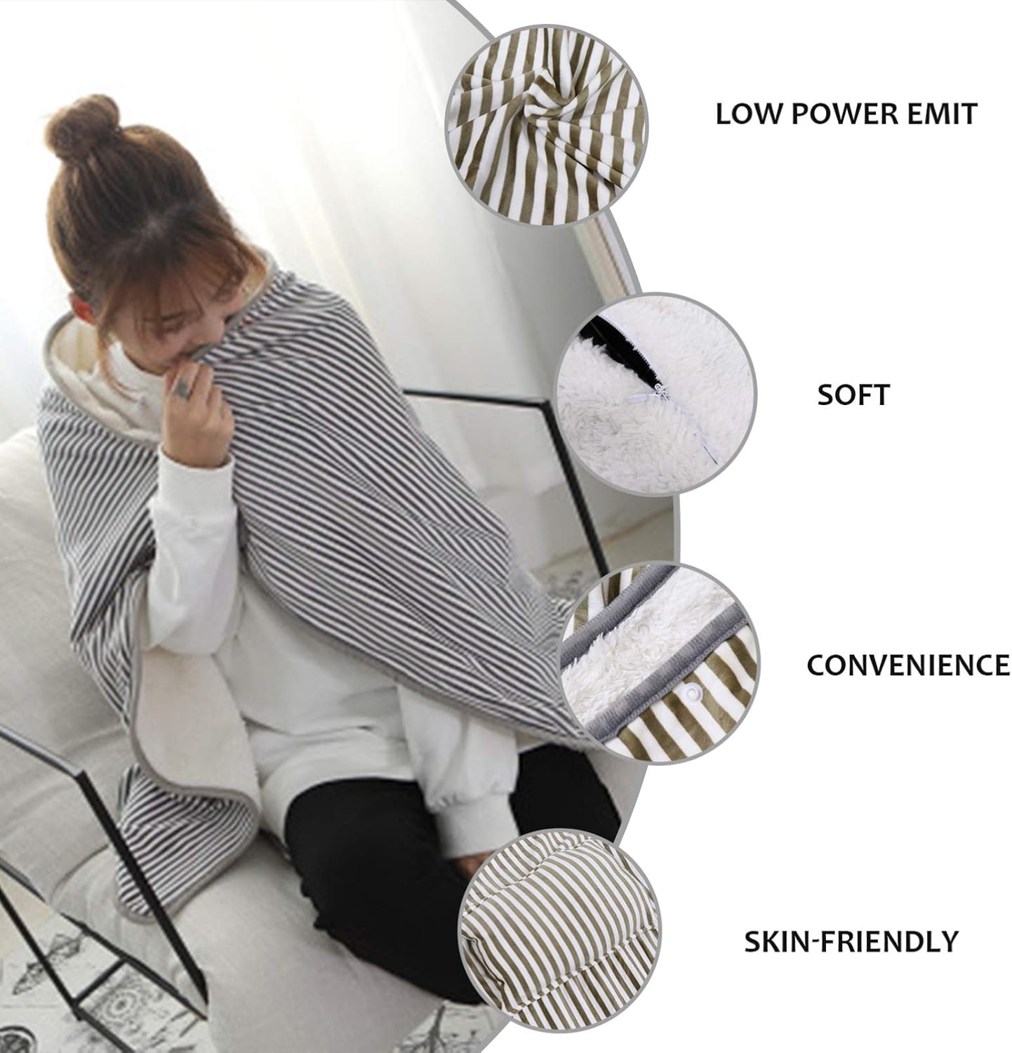 EXCEART Quick Heat USB Electric Blanket for Home and Travel