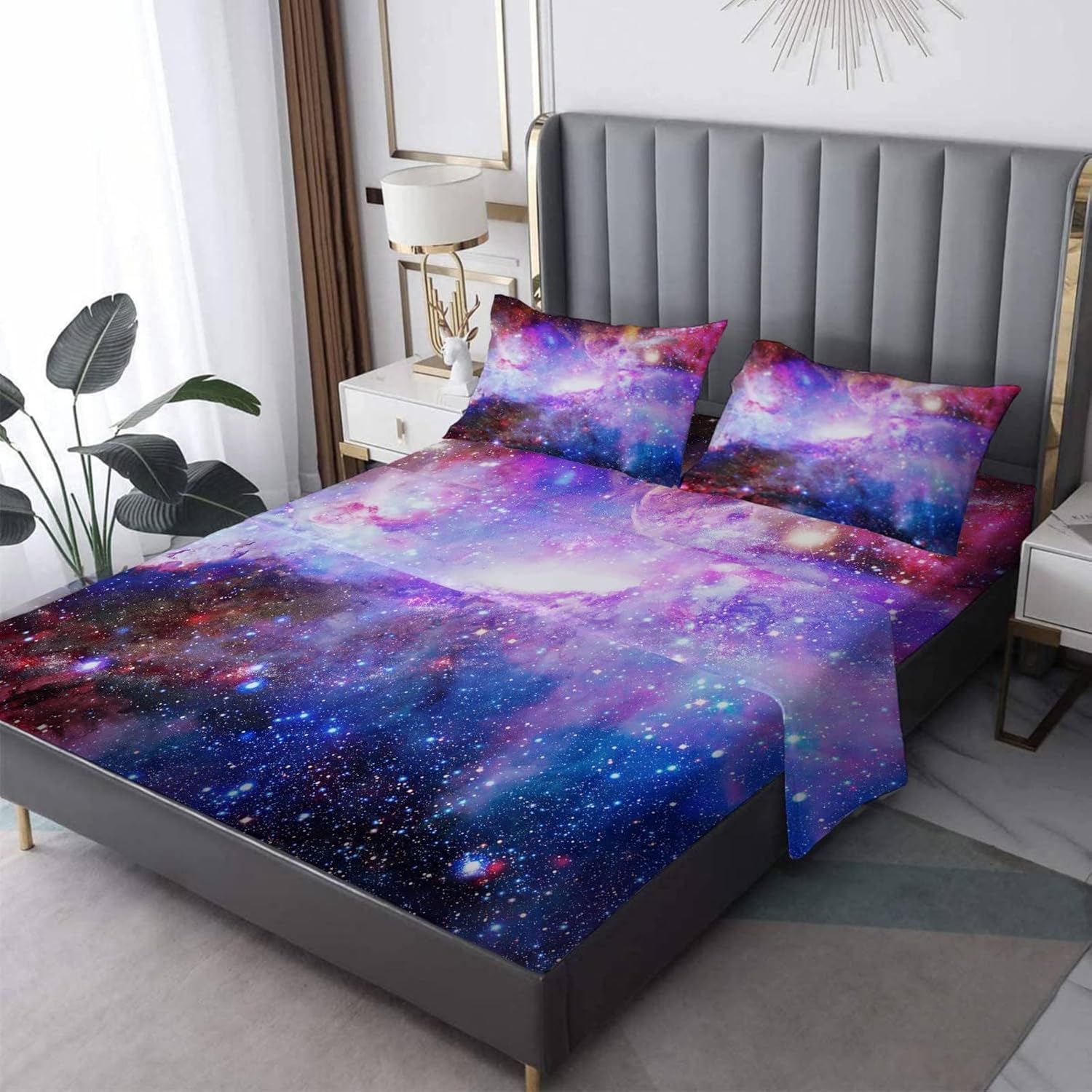 Galaxy Sheets California King Set - Starry Sky Design for Kids