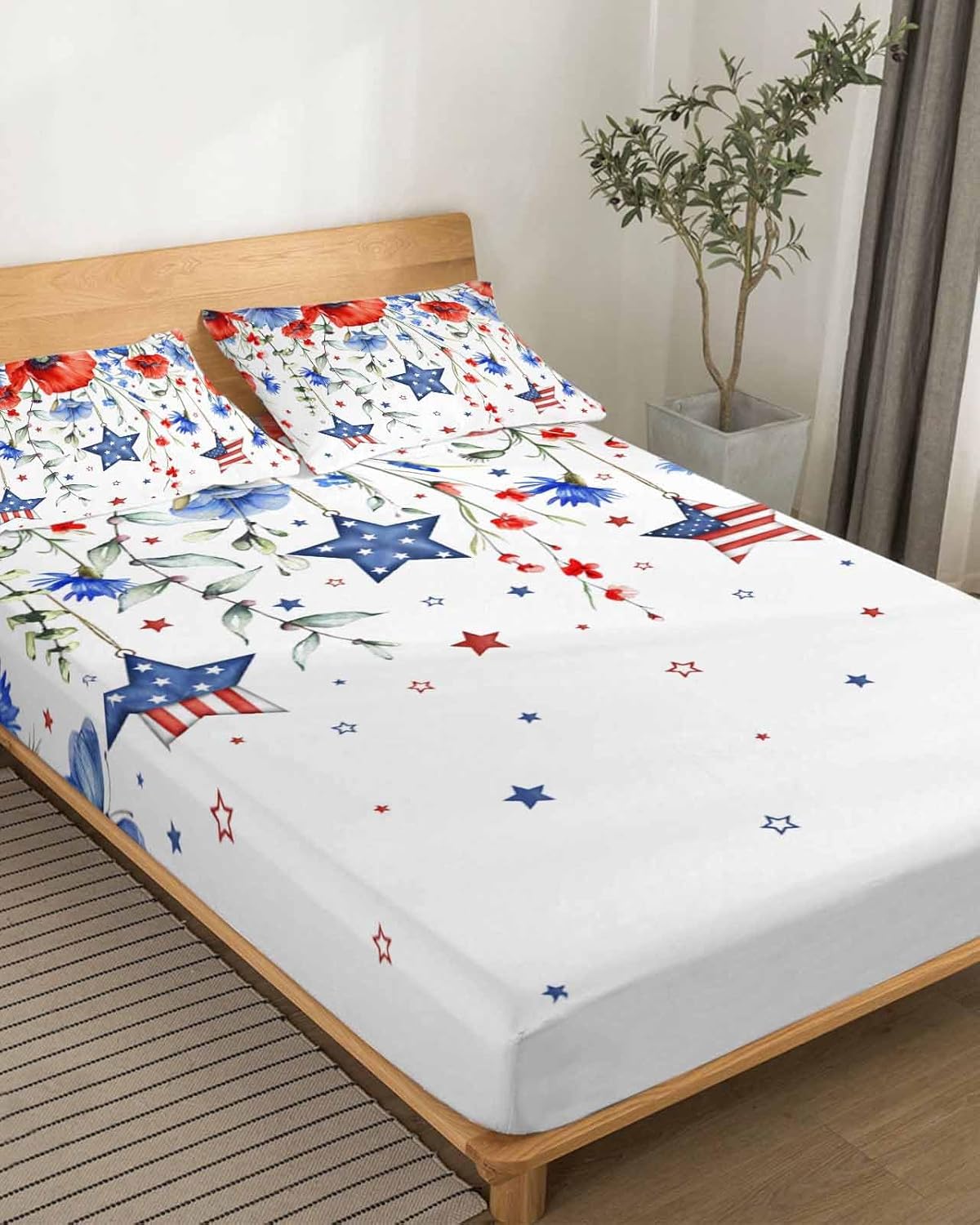 Boanket Cal King Sheet Set 4th of July 4 Piece Microfiber