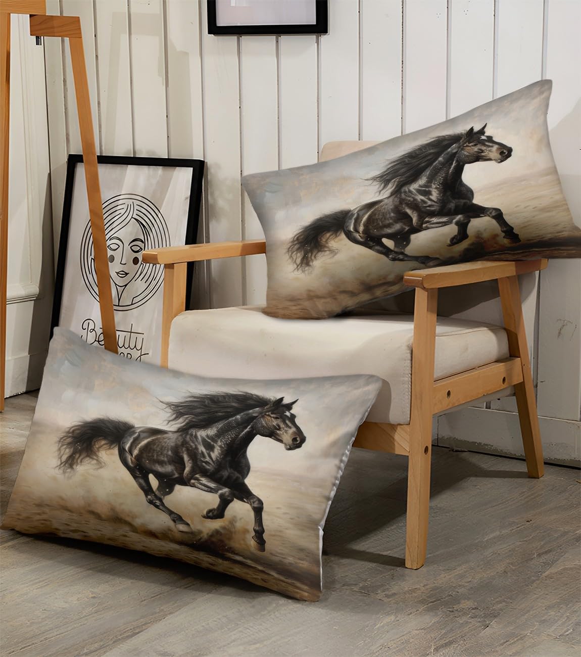 3D Animal Black Horse Bed Sheet Set 4pcs California King 1