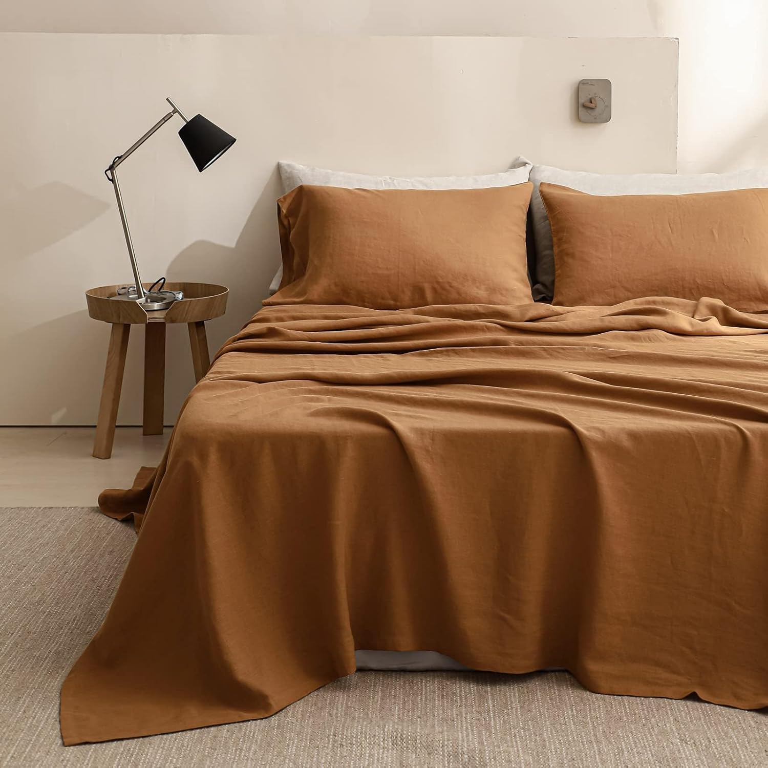 SimpleOpulence 100 Linen Sheet Set - California King Rust