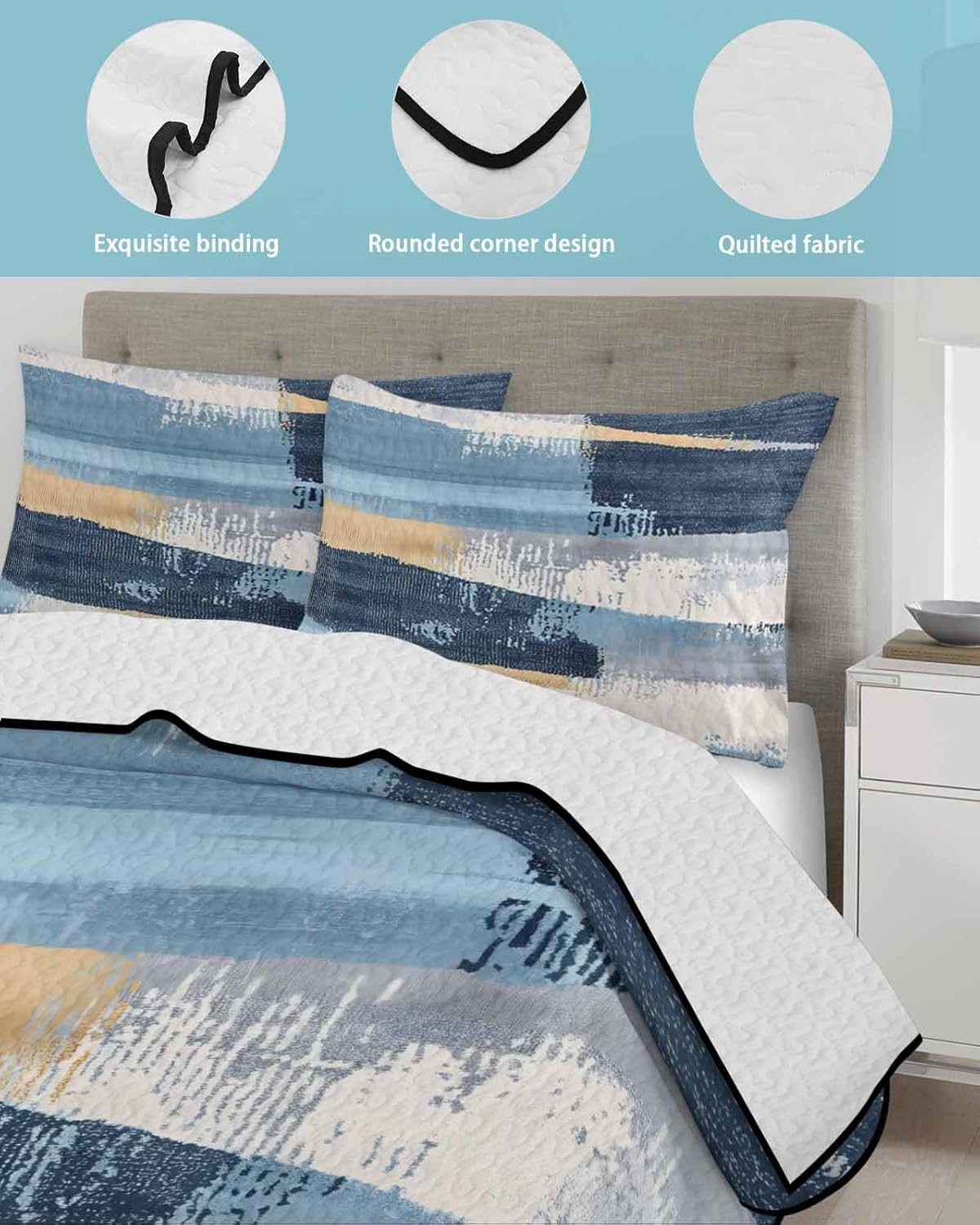 Chucoco Twin XL Quilt Bedding Set with 2 Pillow Shams