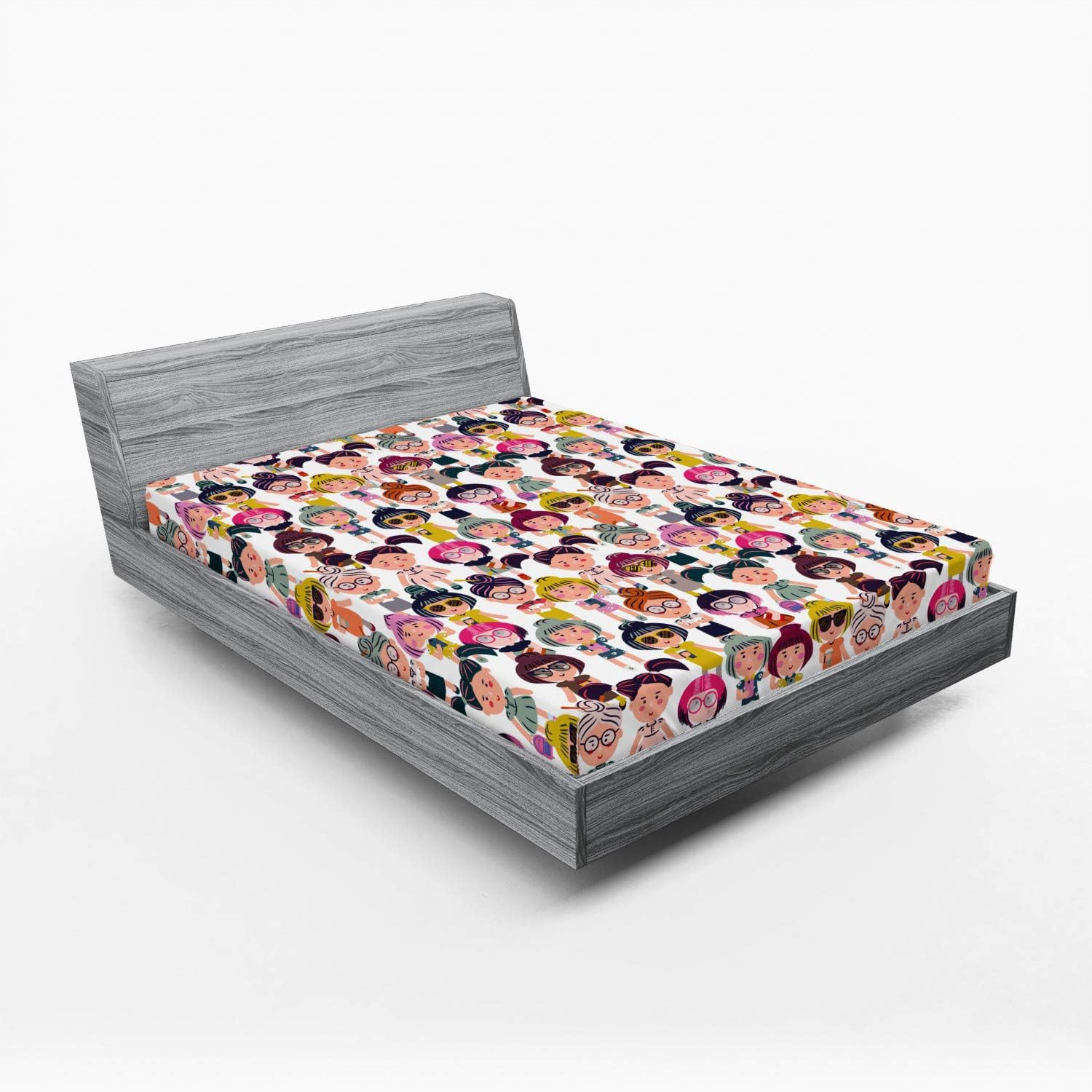 Ambesonne Girls Sheet with Cartoon Smartphones Design