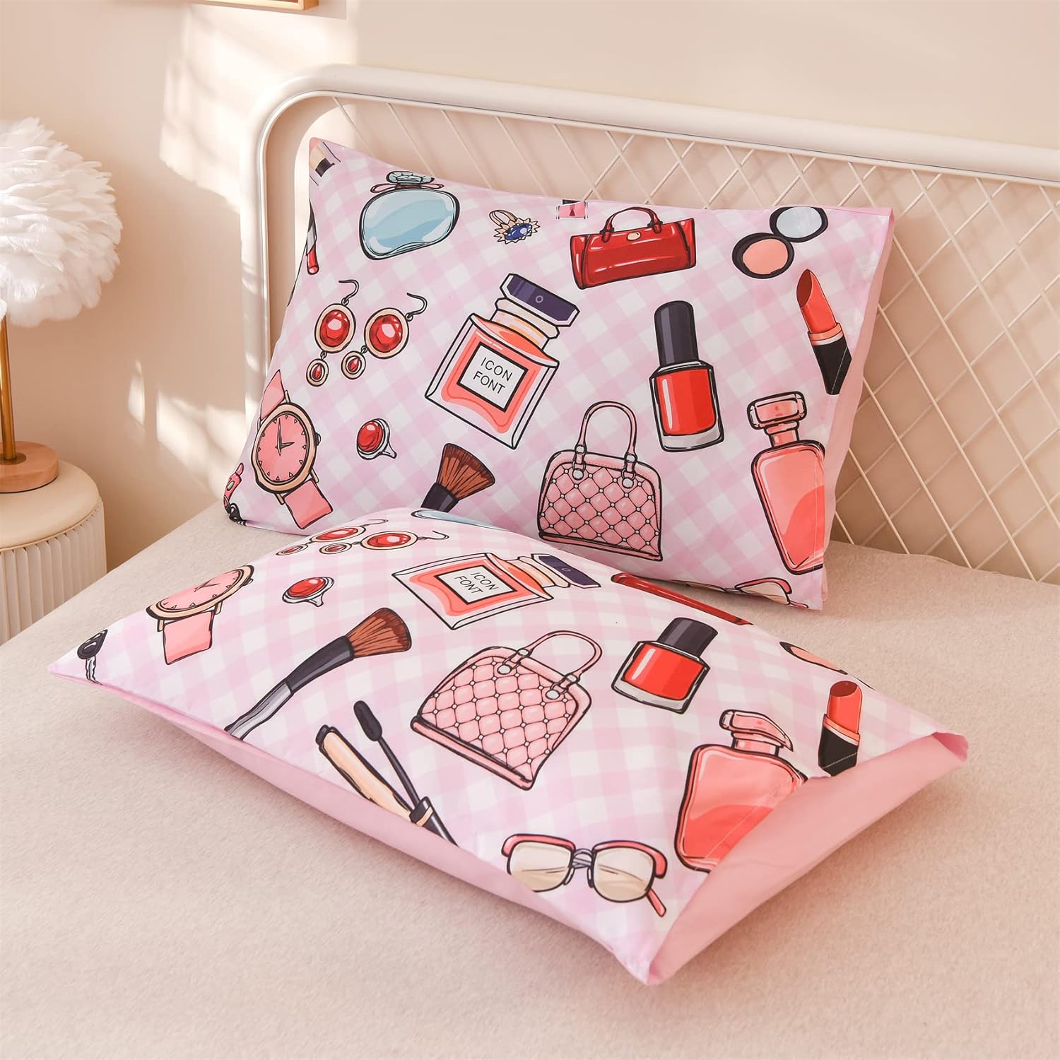 Aimuan Cosmetic Perfume Bag Lipstick Diva Pink Quilt Set 3 Pcs