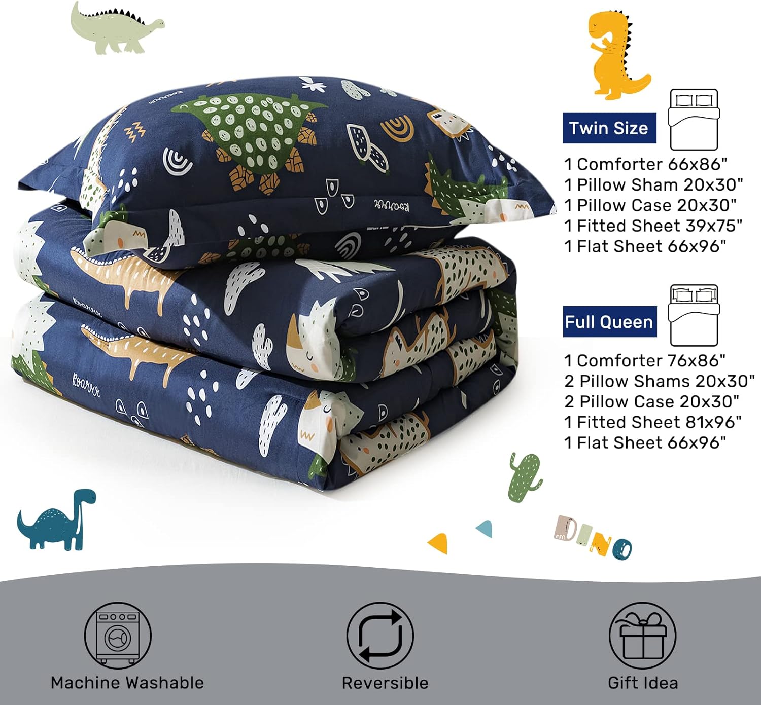 HollyHOME Dinosaur Pattern Comforter Set for Boys