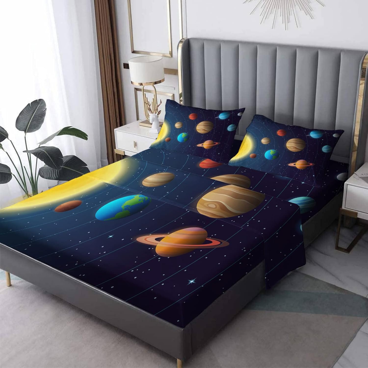 Solar System Sheets California King - Kids Outer Space Bedding