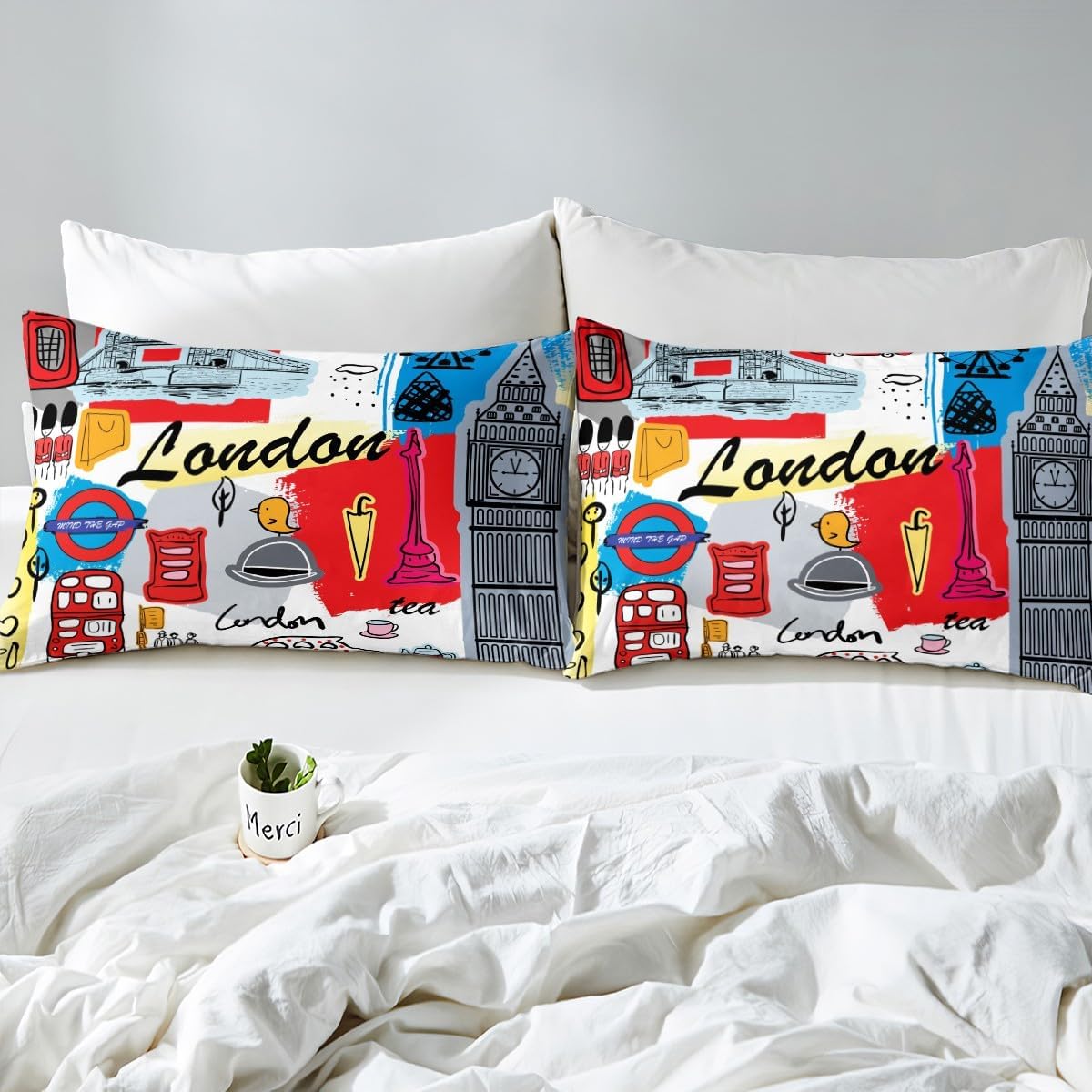 Feelyou London Themed Fitted Sheet Set Kids 1