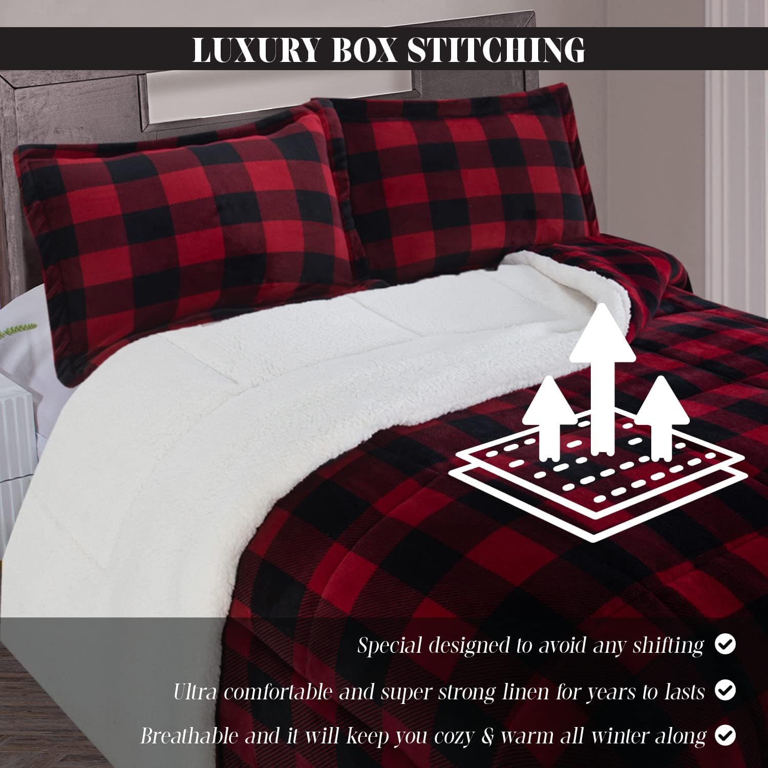 Elegant Comfort 3-Piece Buffalo Plaid Comforter Set