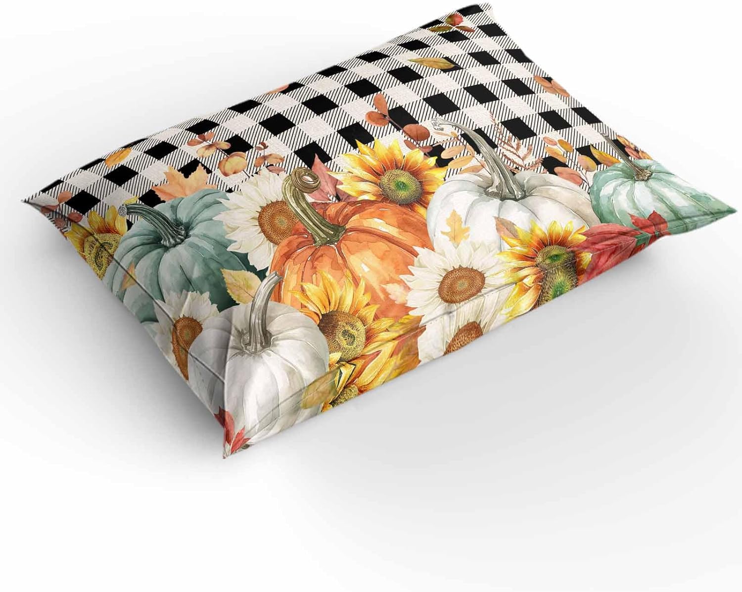 OComster California King Quilt Cover Set with Plaid Sunflower Pattern
