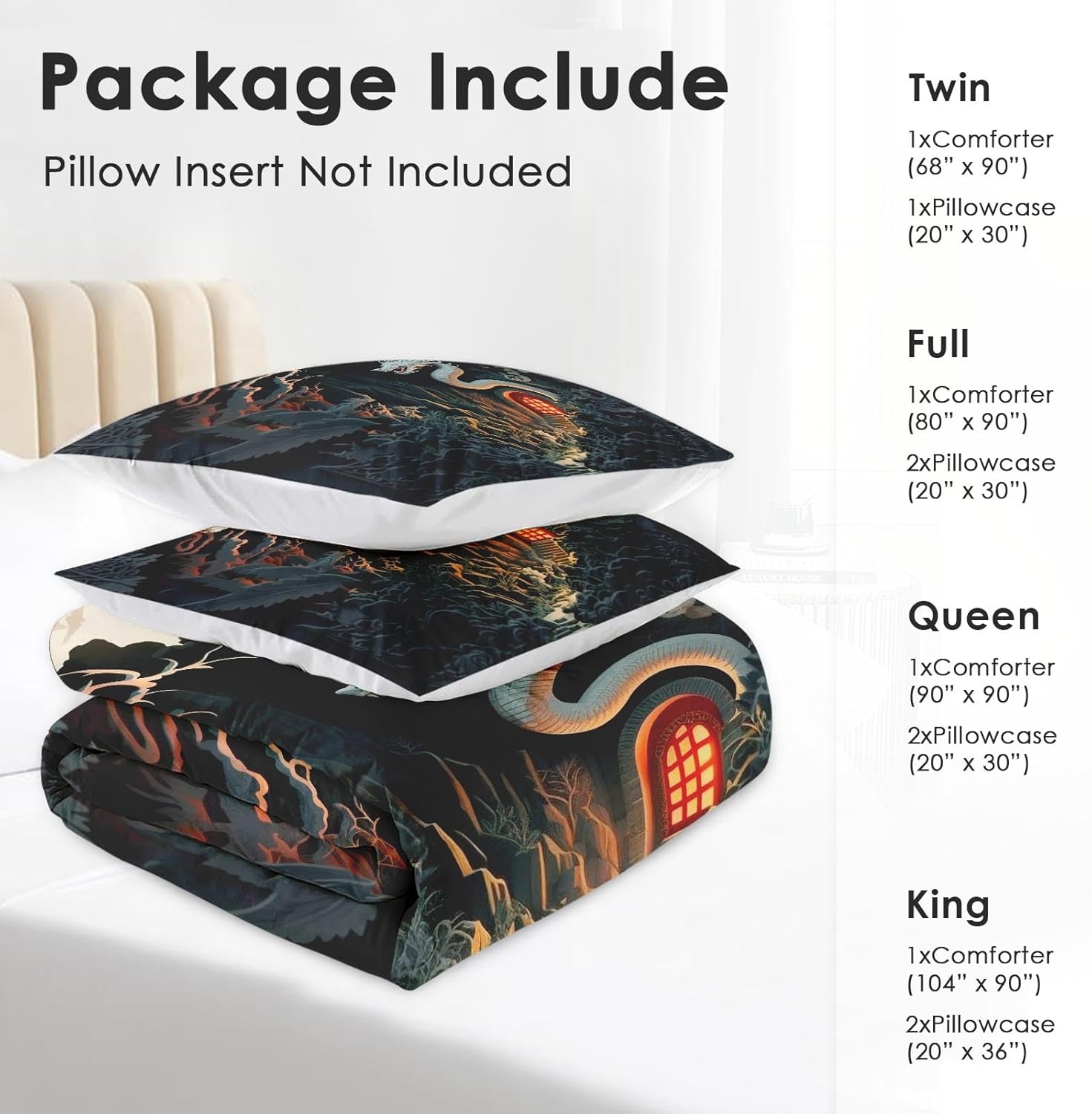 Pamnest Dragon Comforter Set Twin Size 2 Pcs