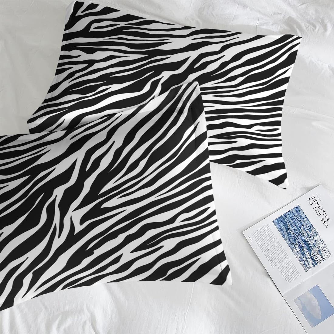 Pamnest Zebra Stripe Queen Comforter Set 3 Pcs